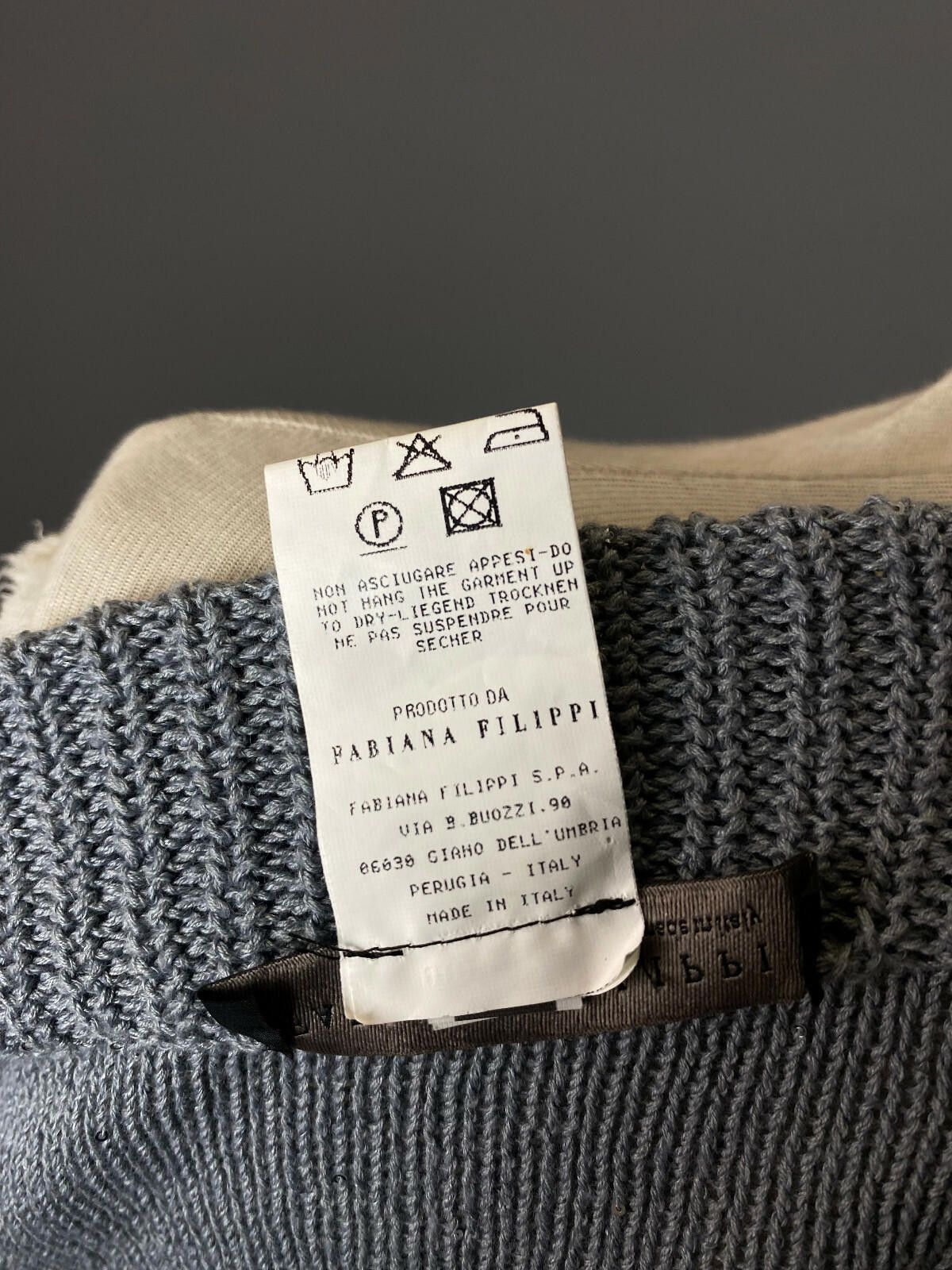 Designer Ladies Fabiana Filippi Blue Linen Knited Sweater Size 46/L Size M / US 6-8 / IT 42-44 - 10 Thumbnail