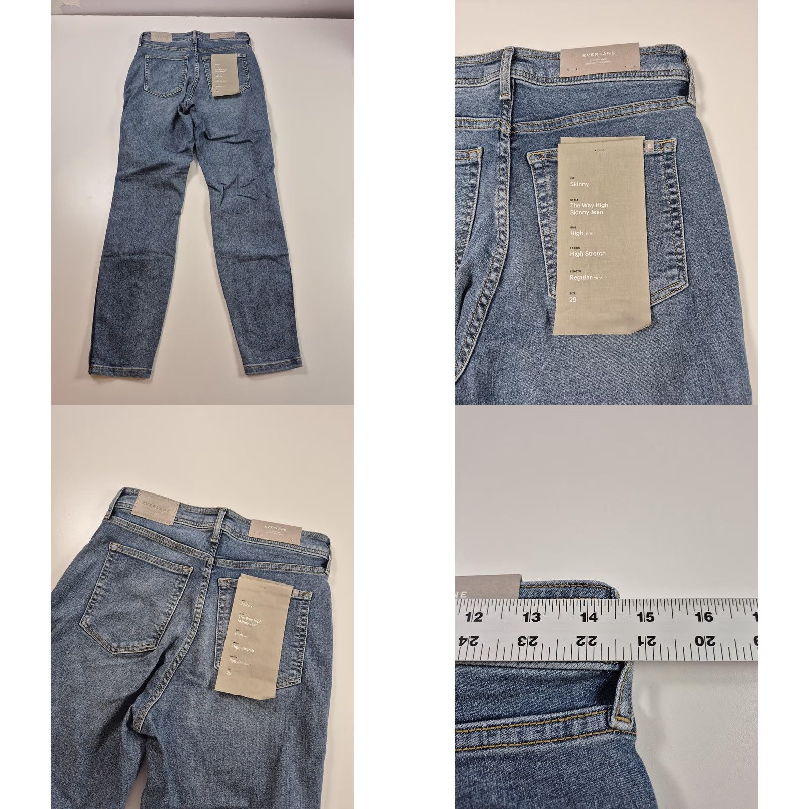 Everlane Everlane The Way High Skinny Jeans Womens 29 Medium Wash Blue Stretch Denim Size 29" - 8 Thumbnail