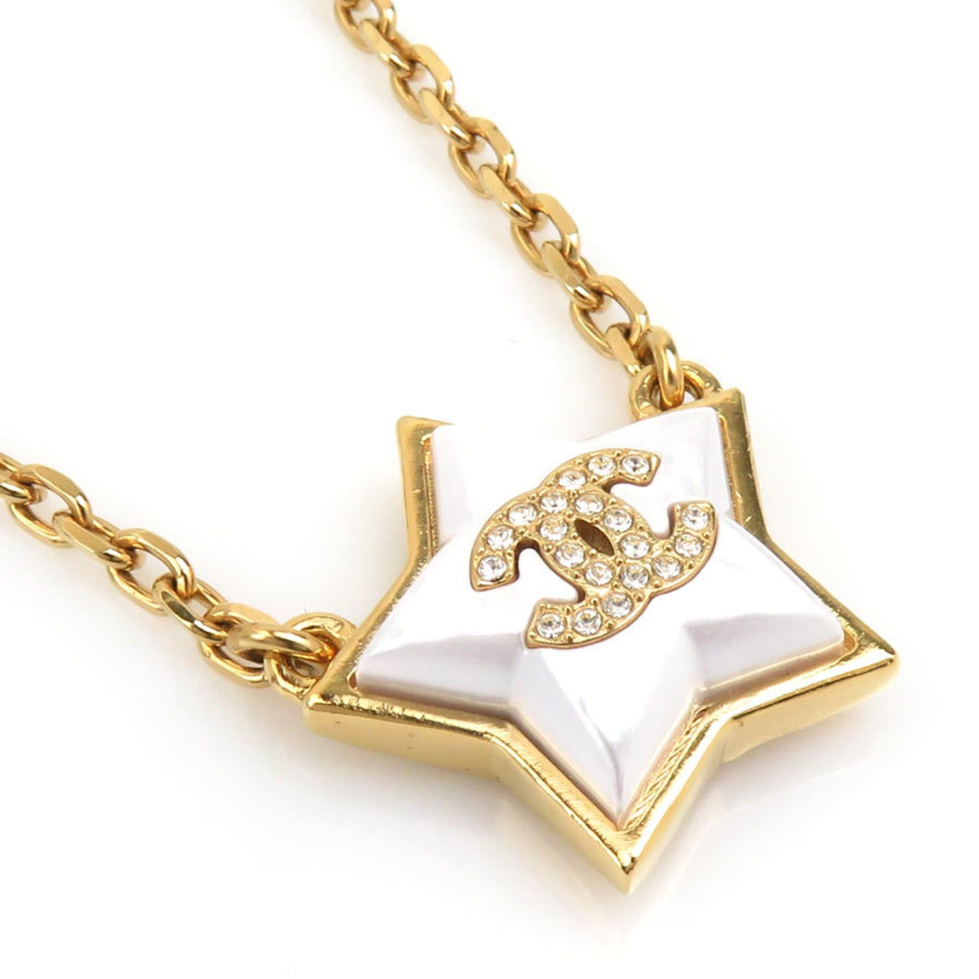 Chanel CHANEL Necklace, Metal, Gold and White, Women's, r10954i Size ONE SIZE - 1 Thumbnail