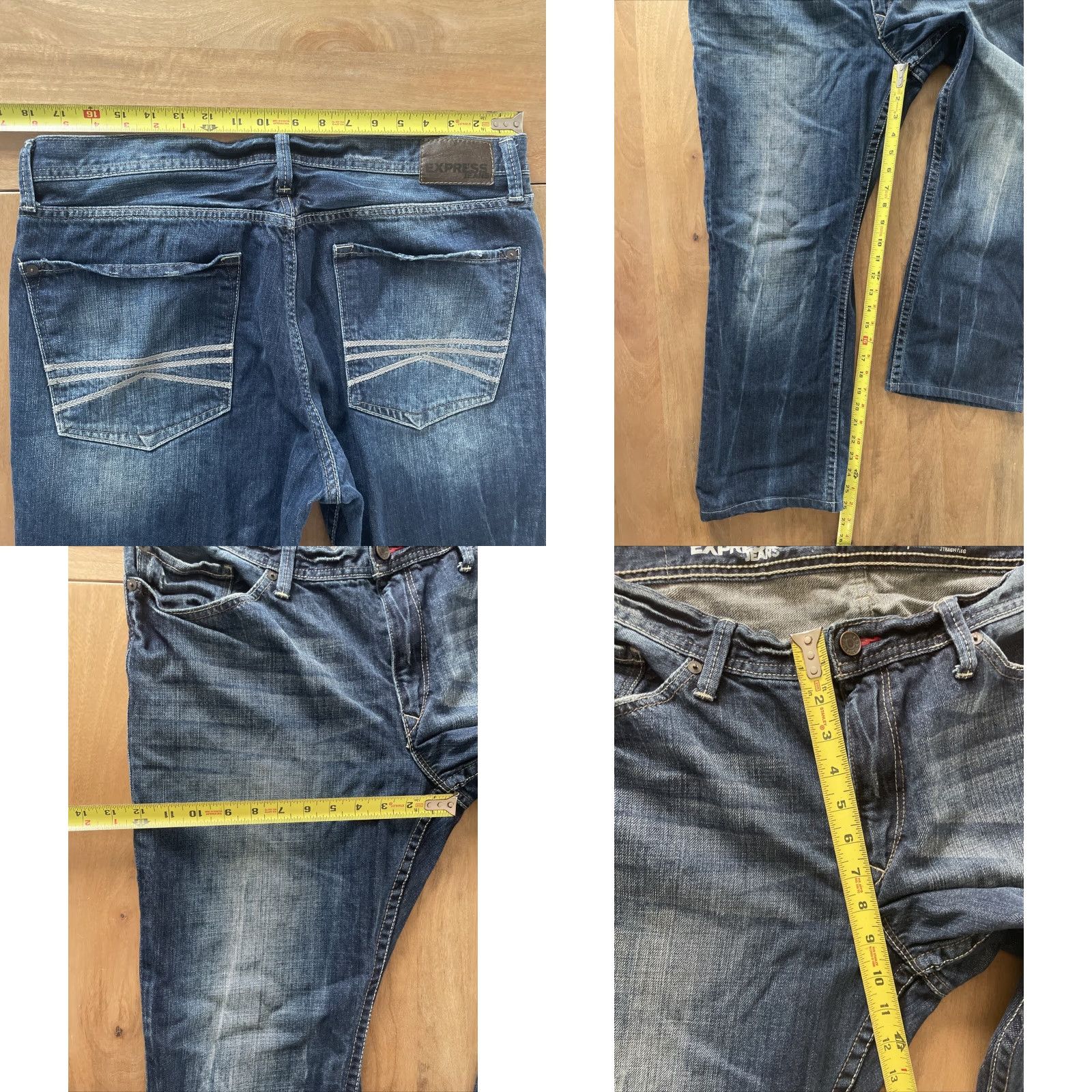 Express VINTAGE Express Jeans 36x26 Slim Straight 90s Rocco Low Rise Denim Blue Mens Size US 36 / EU 52 - 8 Thumbnail