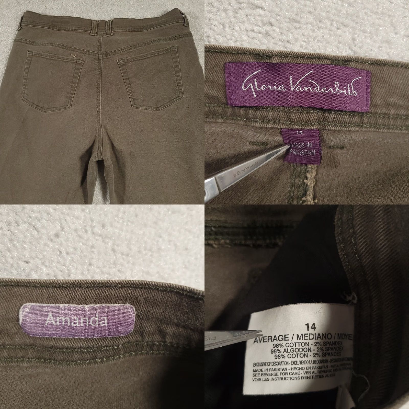 Gloria Vanderbilt Gloria Vanderbilt Amanda Jeans Women's 14 Green Straight Leg High Rise Denim Size 36" / US 14 / IT 50 - 9 Thumbnail