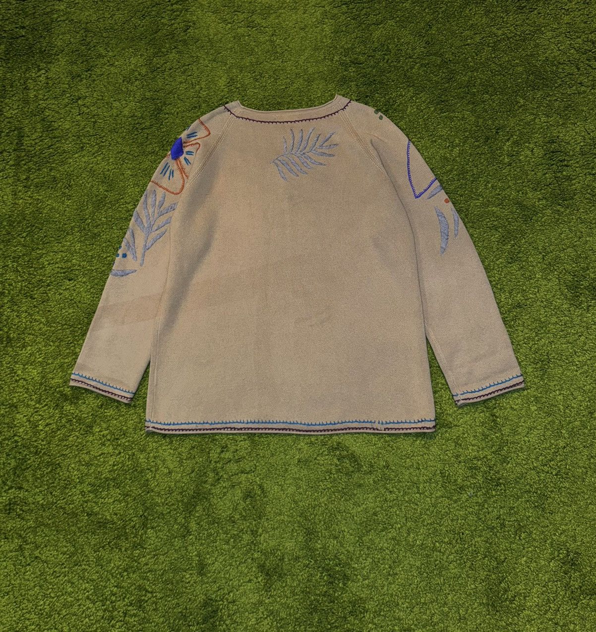Designer Gudrun Sjoden avant garde embroidered floral pattern sweater Size XL / US 12-14 / IT 48-50 - 2 Thumbnail