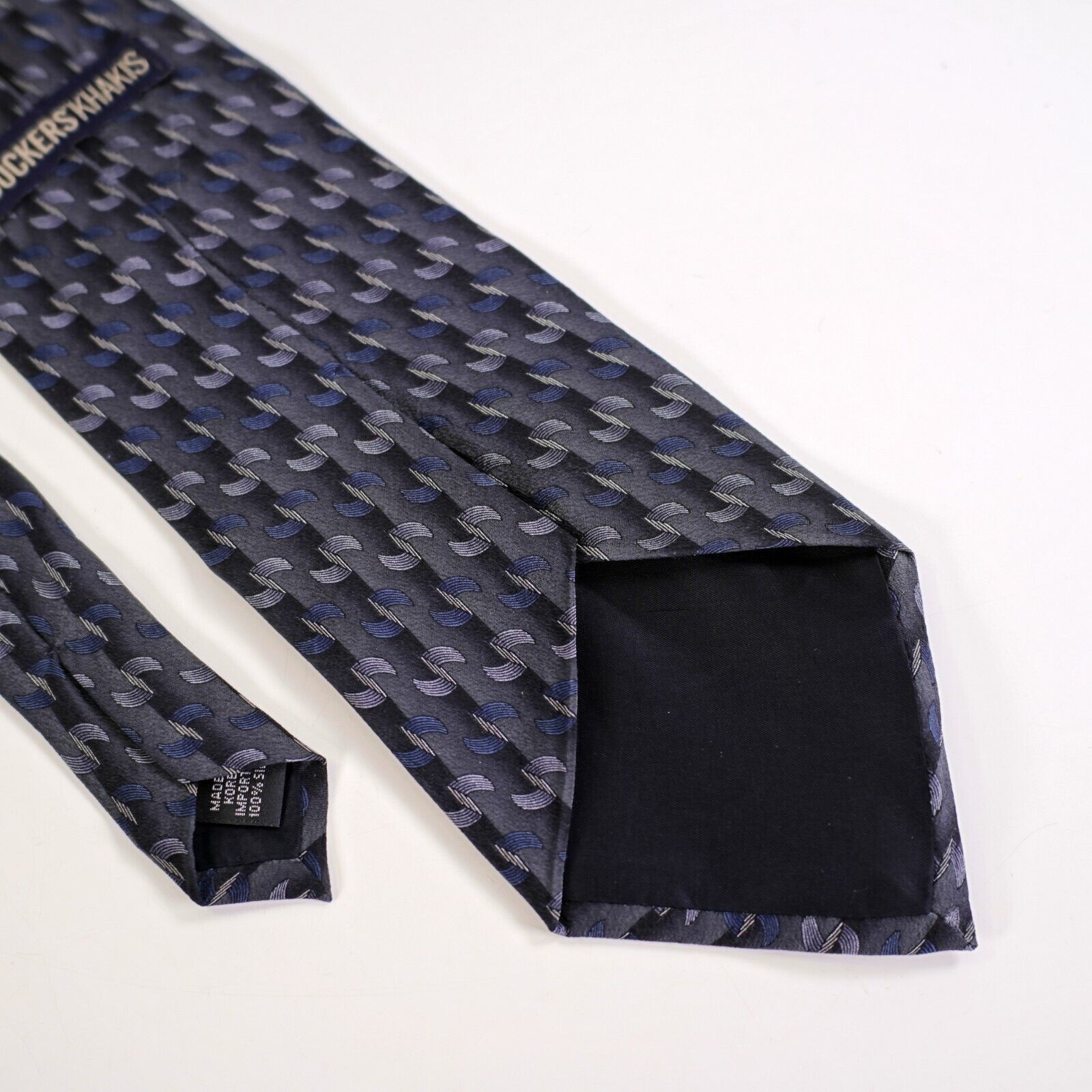 Dockers Dockers Khaki Gray Blue Print Wide Geometric Print Silk Tie Size ONE SIZE - 5 Thumbnail