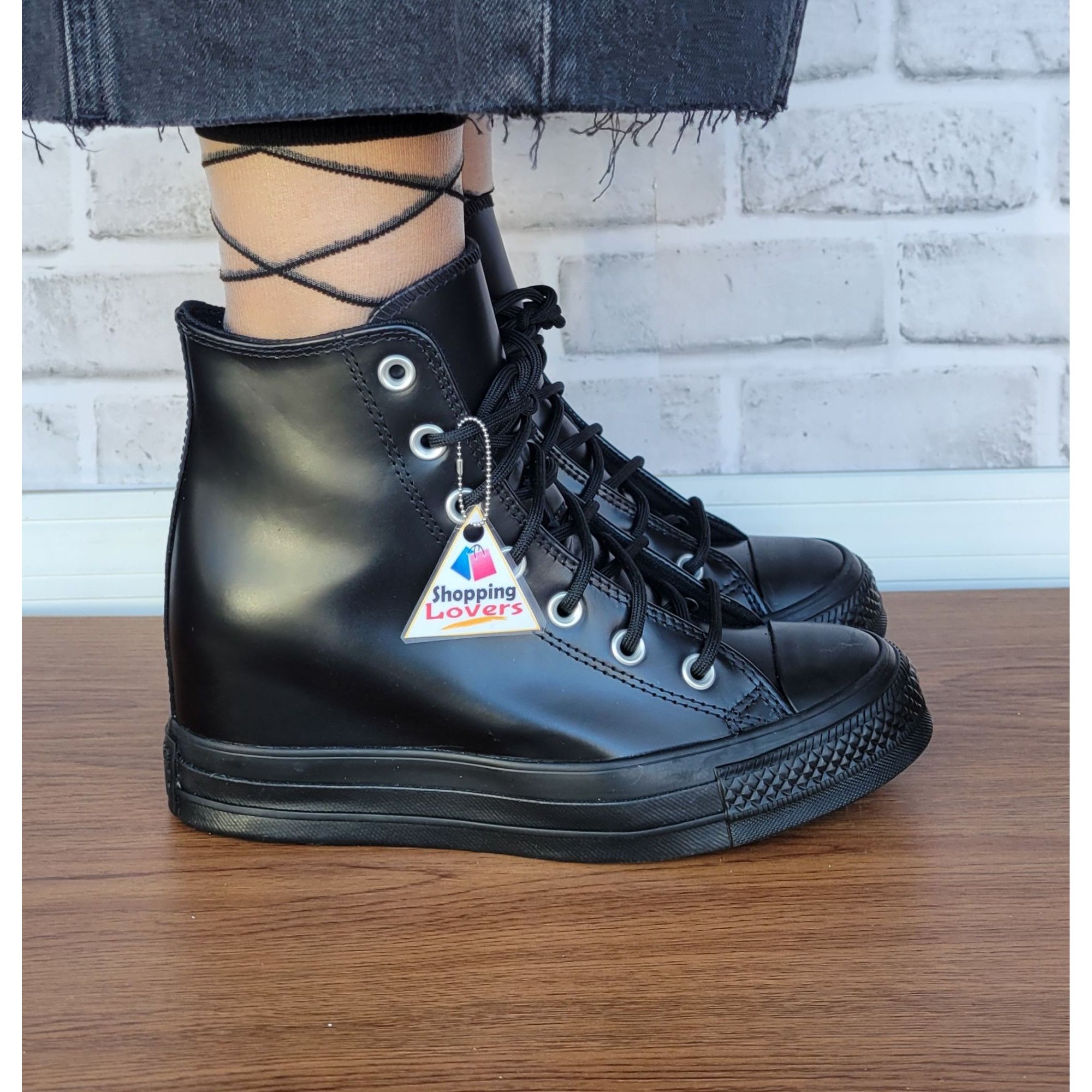 Converse ⭐Converse Chuck Taylor All Star Wedge Platform 7.5 Patent Le Size US 7.5 / IT 37.5 - 3 Thumbnail