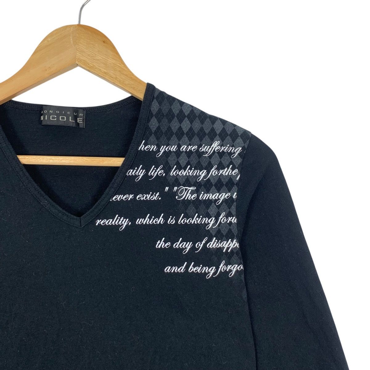 Vintage Vintage MONSIEUR NICOLE COLLECTION Argyle V Neck Tee Shirt Size S / US 4 / IT 40 - 4 Thumbnail