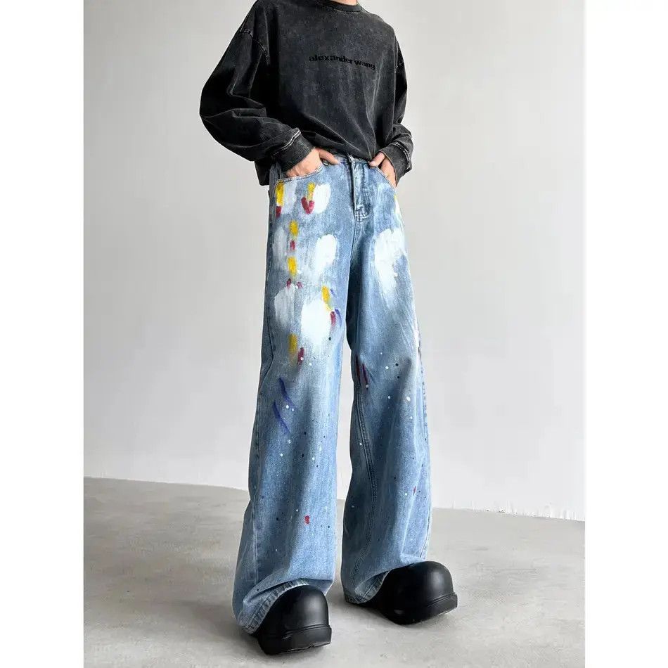 Japanese Brand Retro loose straight leg wide leg jeans Size US 32 / EU 48 - 4 Thumbnail