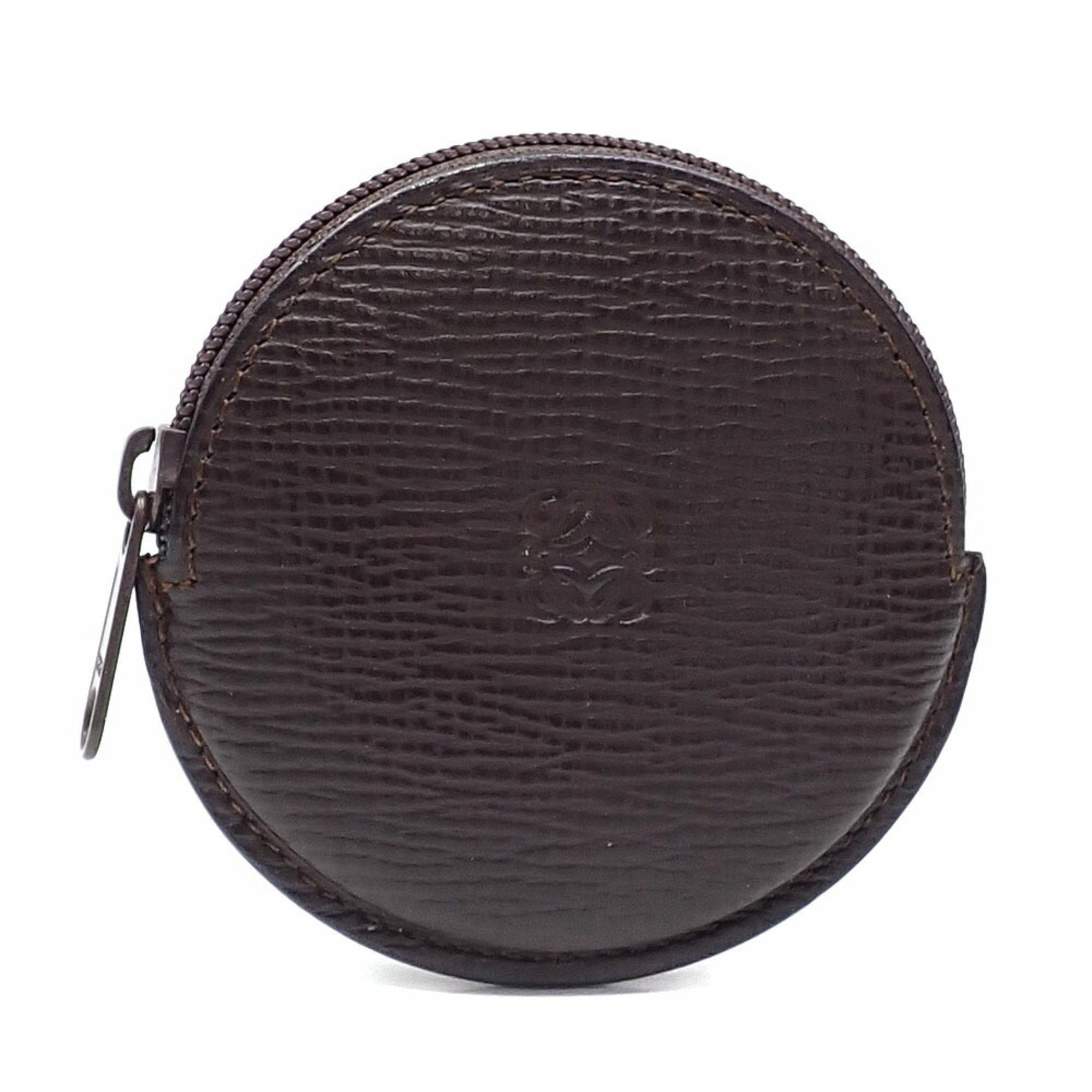 Loewe Coin Case Brown Leather Purse Anagram Men's Women's