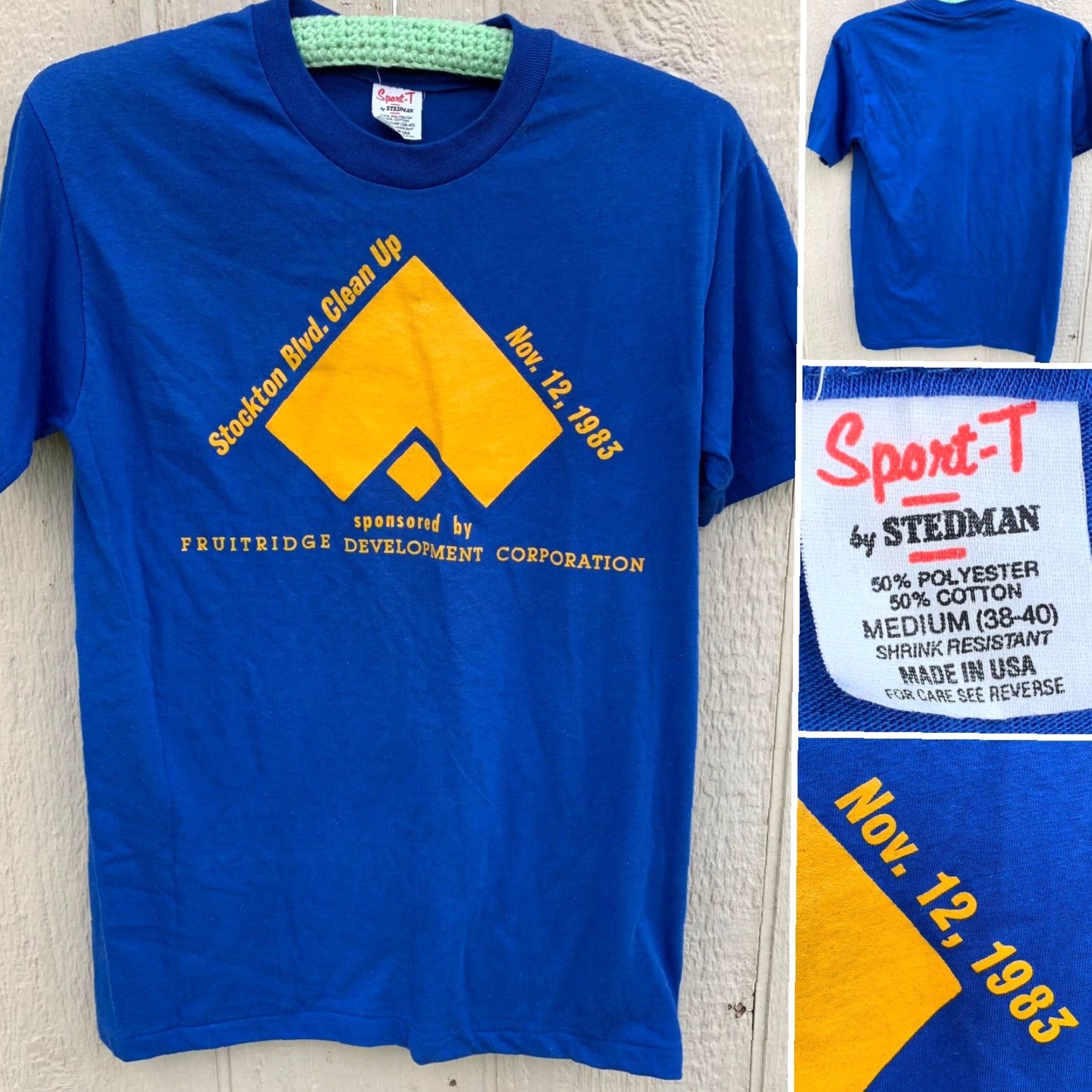 Vintage VINTAGE Stockton Blvd Clean Up 1983 T Shirt M Blue Stedman Men Graphic Print Short Sleeve Cotton Polyester Blend 50% 50% Shrink Resistant Made in USA Size US M / EU 48-50 / 2 - 2 Thumbnail