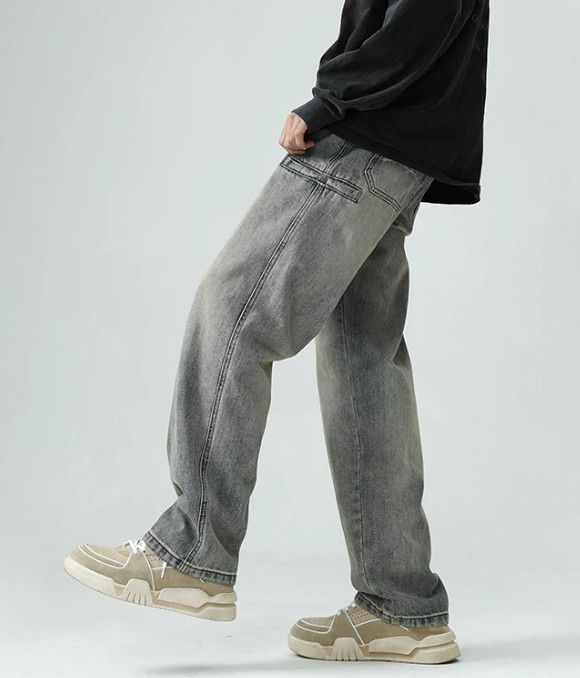 Japanese Brand Men's Washed & Distressed Loose-Fit Straight-Leg Jeans Size US 32 / EU 48 - 5 Thumbnail