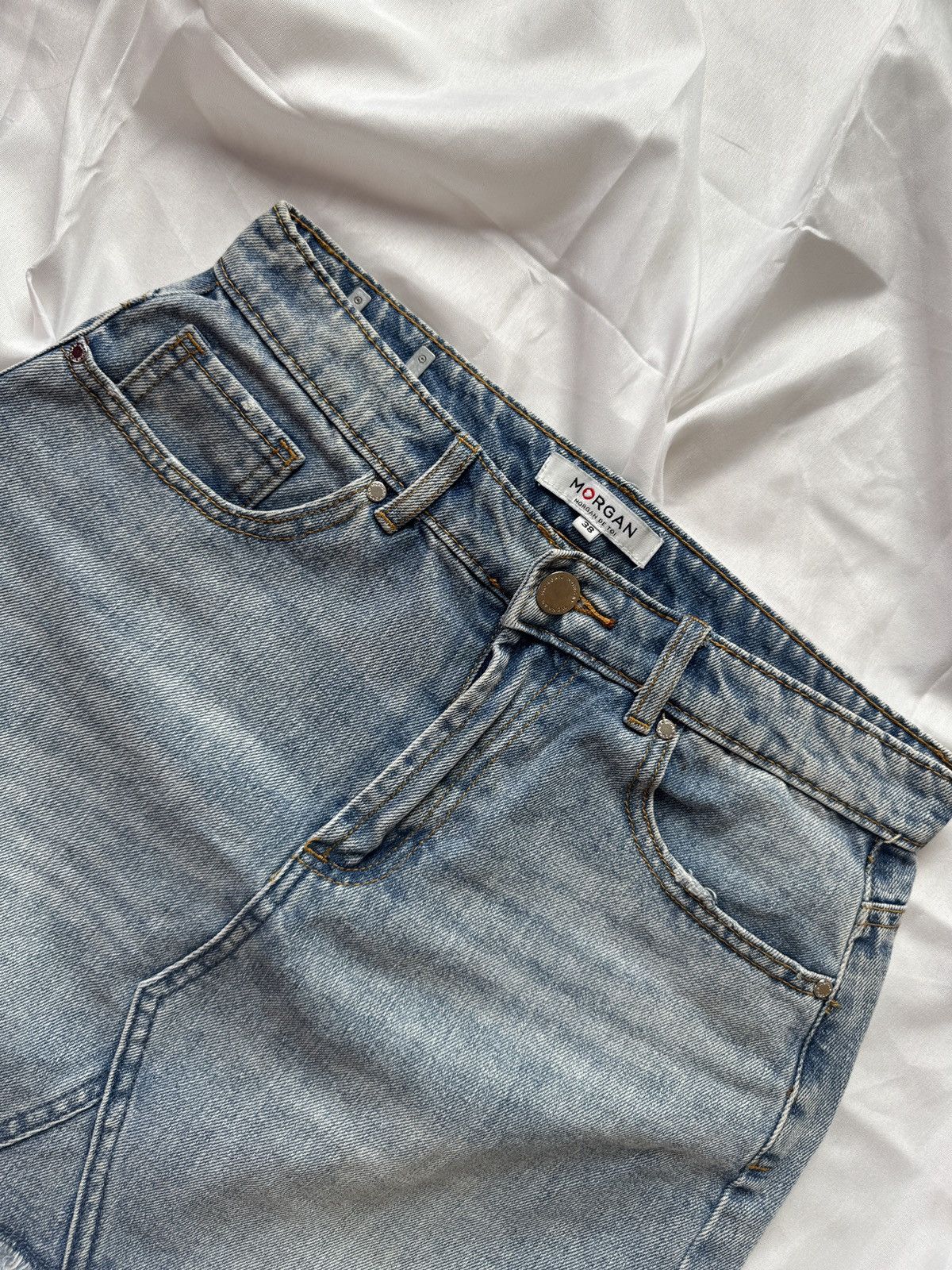 Morgan De Toi Morgan de Toi Vintage Sexy Y2K Asymmetric Denim Mini Skirt Size 27" / US 4 / IT 40 - 4 Thumbnail