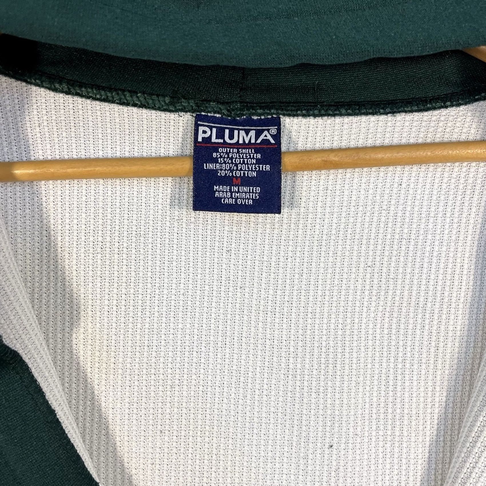 Vintage VINTAGE PLUMA Hoodie Full Zip Thermal Lined Forest Green M 90s Waffle Knit Size US M / EU 48-50 / 2 - 3 Thumbnail