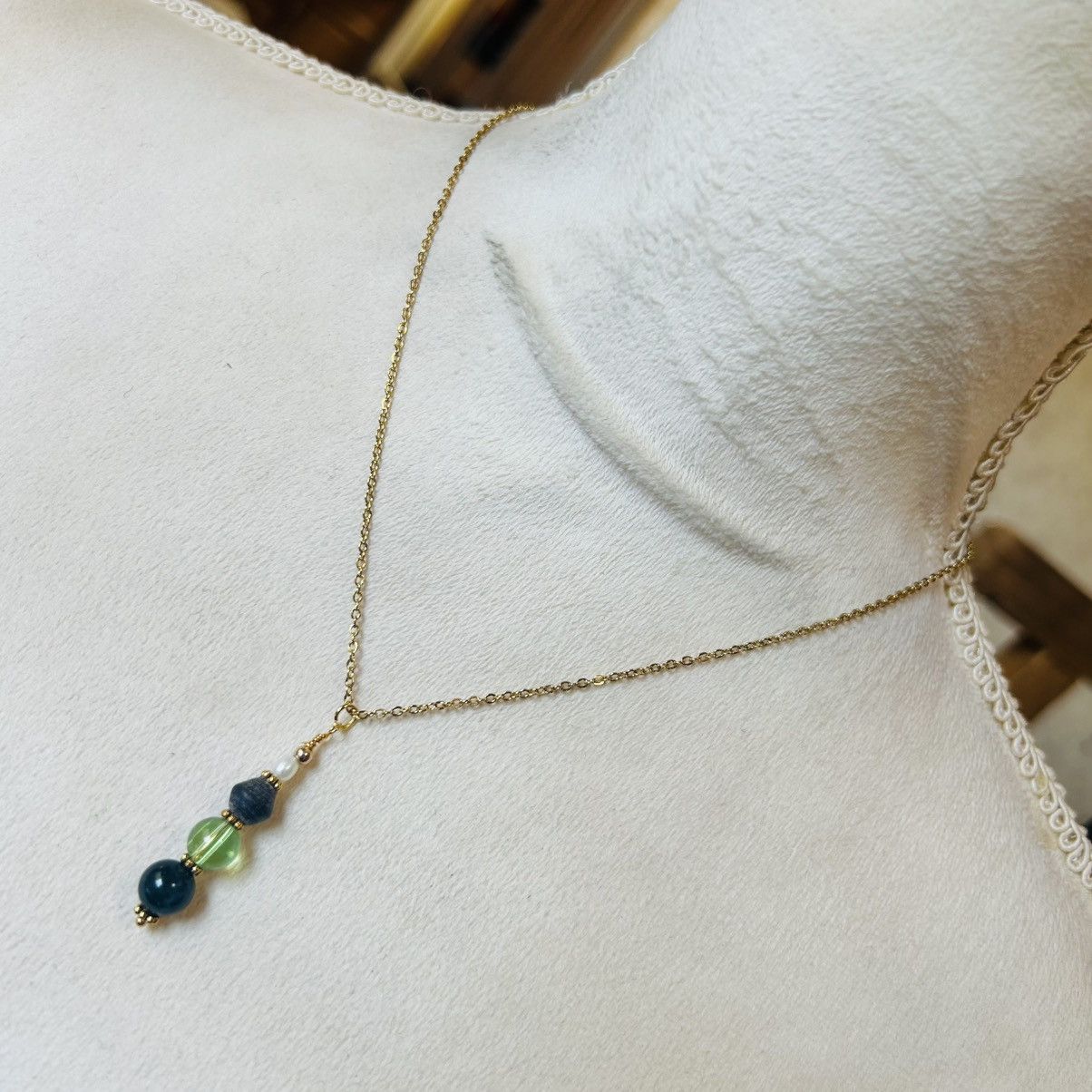 Handmade Handcrafted vintage bead drop pendant on chain necklace Size ONE SIZE - 2 Thumbnail