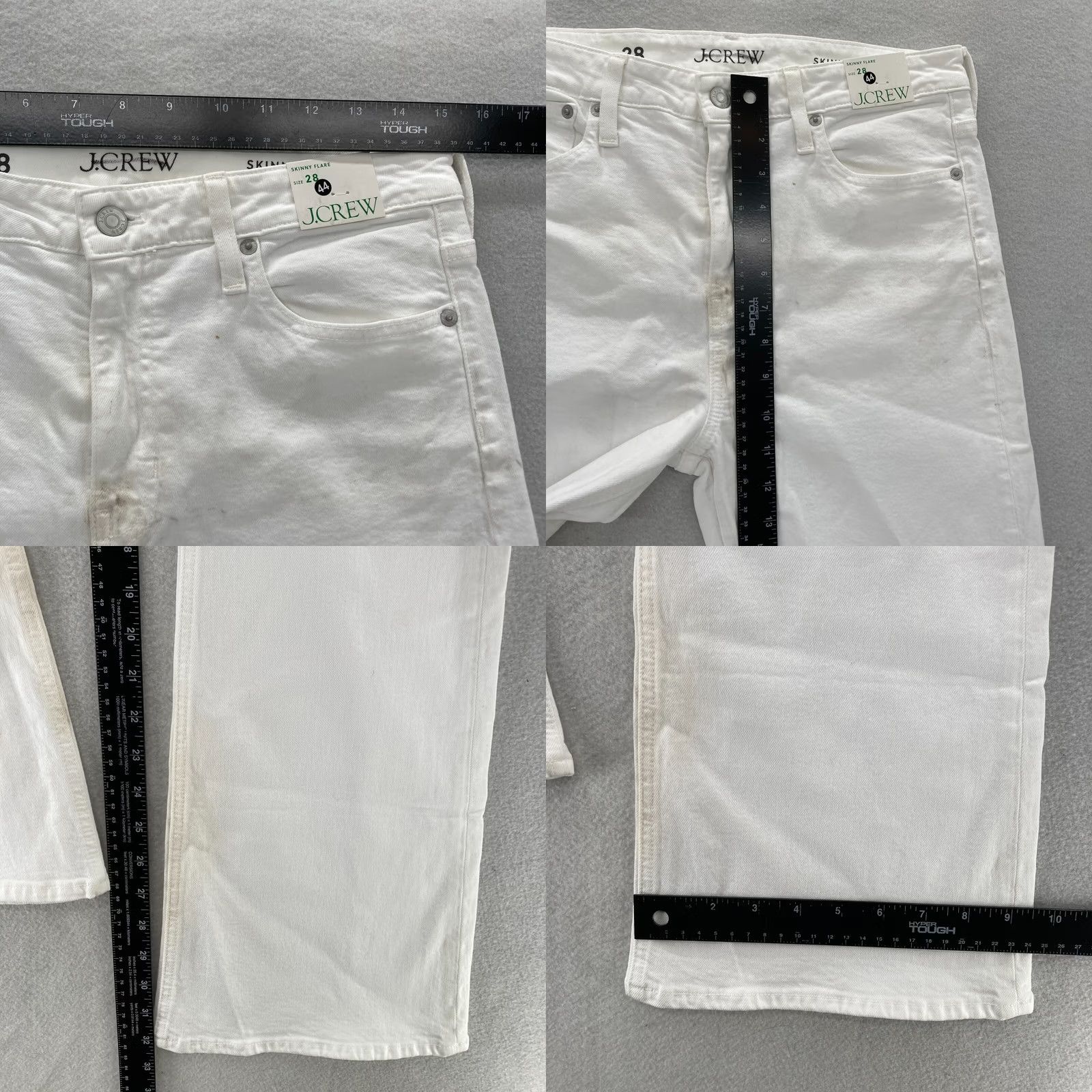 J.Crew J.CREW Jeans Women's 28 White Stretch Denim Mid Rise Boho Y2K READ Wide Flare Skinny Flare (5-Pocket) INSEAM 32 Size 28" / US 6 / IT 42 - 9 Thumbnail