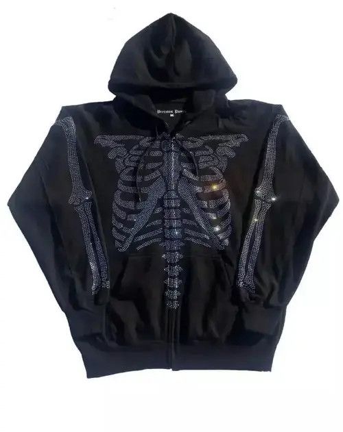 Other Rhinestone Skeleton Zip Up Hoodie Size US M / EU 48-50 / 2 - 1 Thumbnail