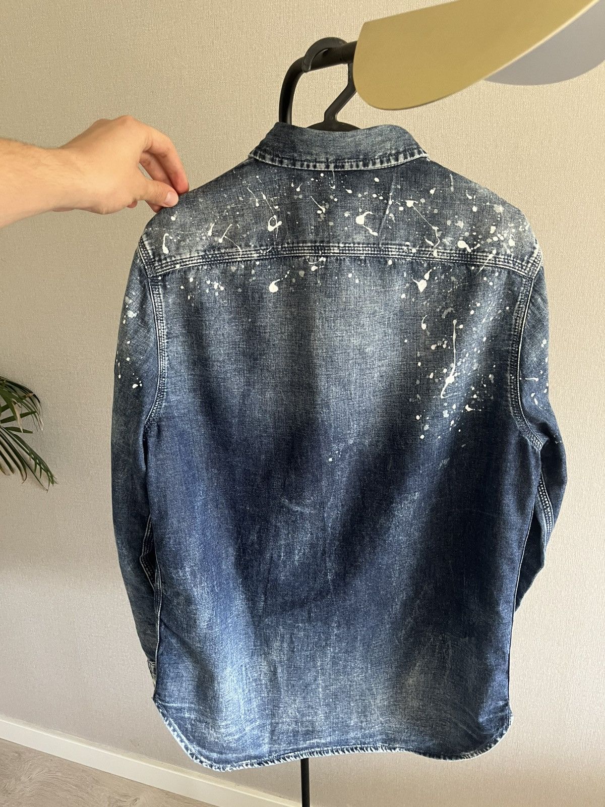 Ralph Lauren Purple Label Ralph Lauren Purple Label Denim Shirt with Paint Splatter Size US M / EU 48-50 / 2 - 2 Thumbnail