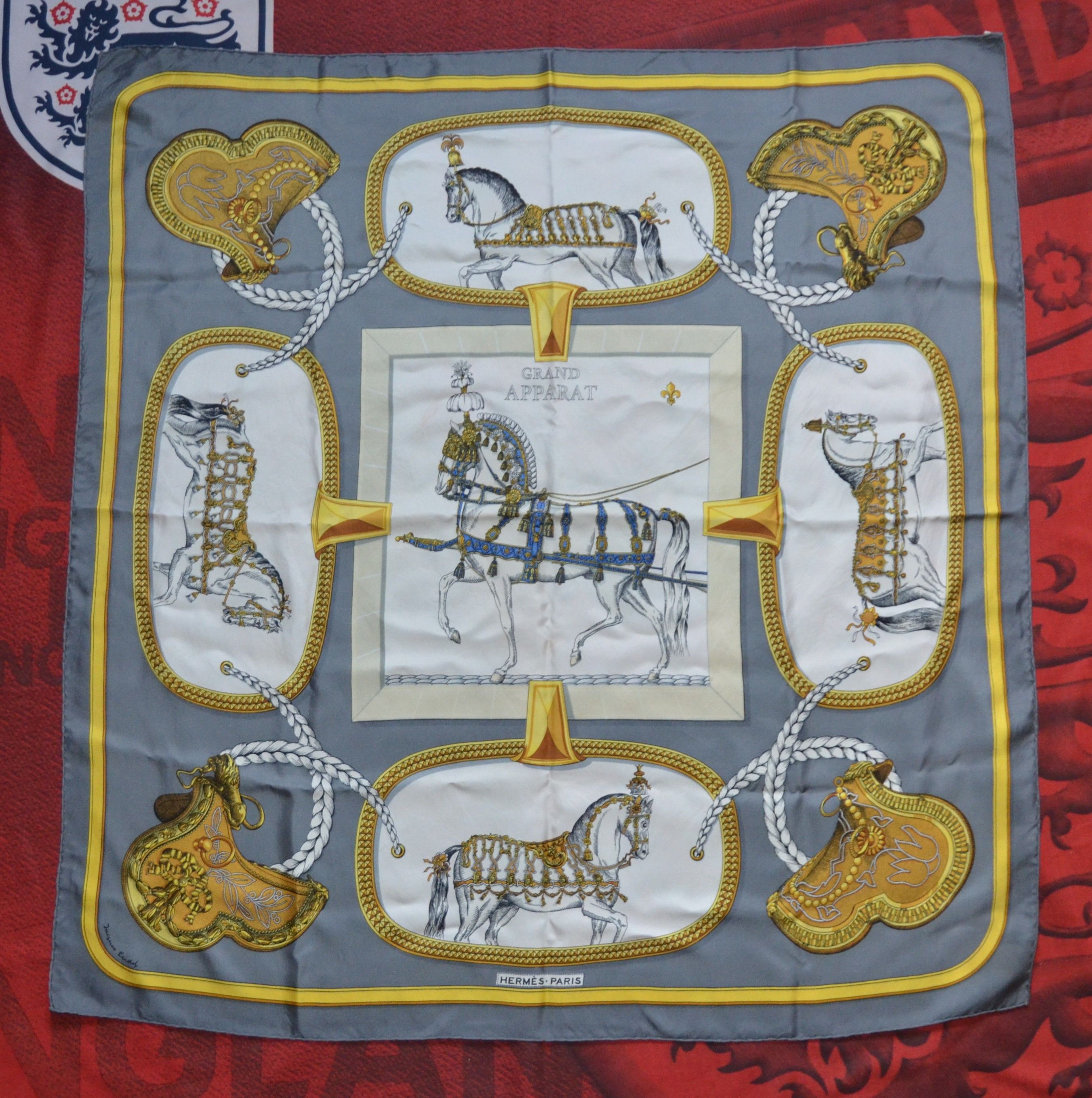 Authentic Hermes Paris Grand Apparat Jacques Eudel 1962 Silk