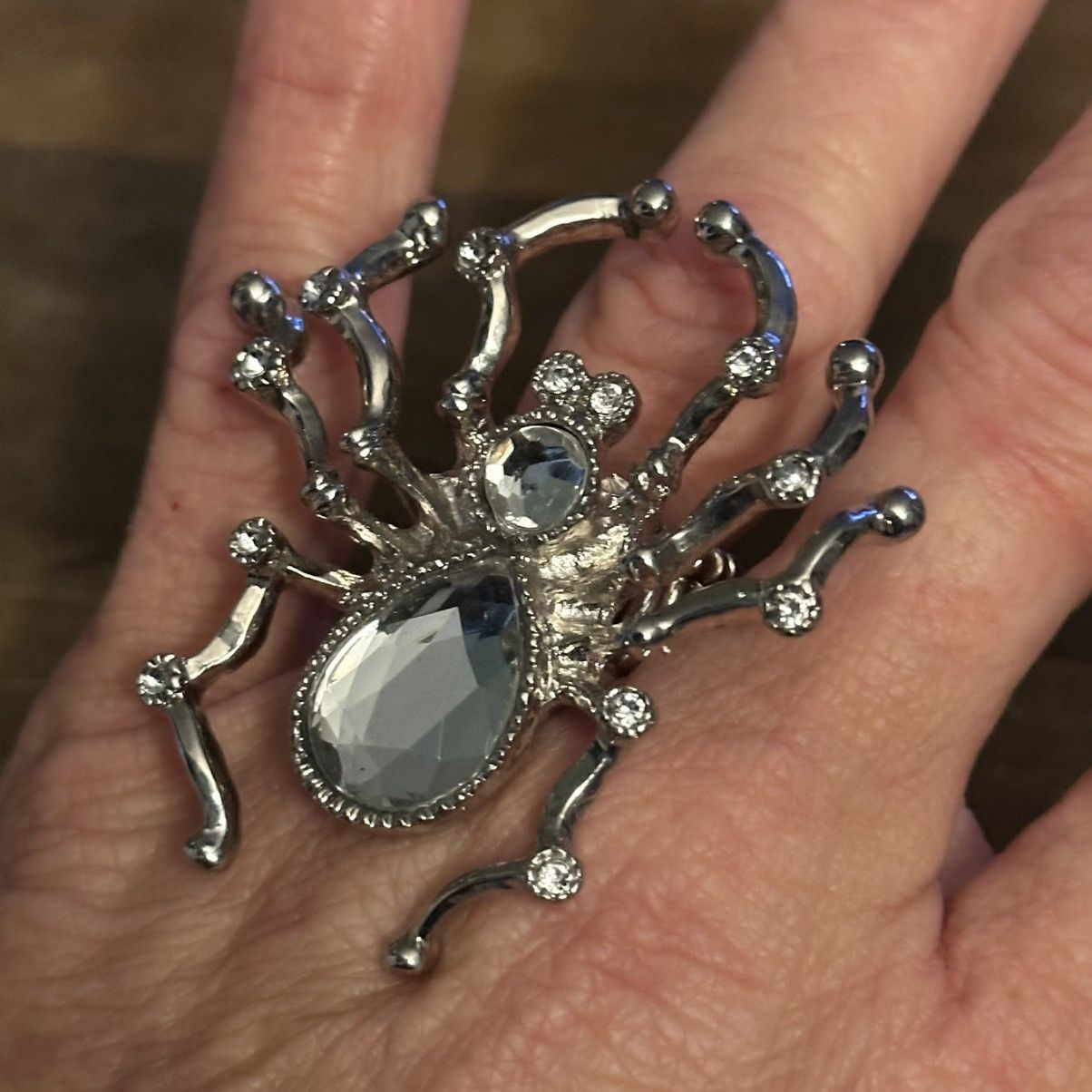 Other Silver tone rhinestone spider stretch ring Size ONE SIZE - 3 Thumbnail