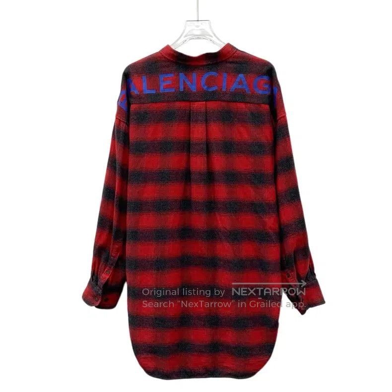 Balenciaga Balenciaga Red plaid cotton tie bow long sleeve shirt Size XS / US 0-2 / IT 36-38 - 2 Thumbnail