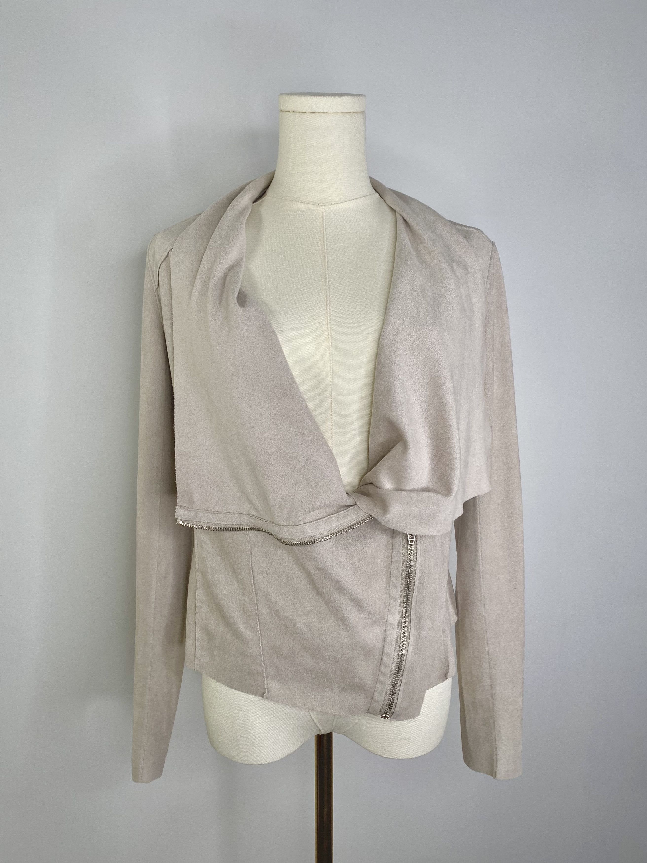 Vintage BlankNYC - Grey Mimicked Suede Drape Coat Size M / US 6-8 / IT 42-44 - 2 Thumbnail