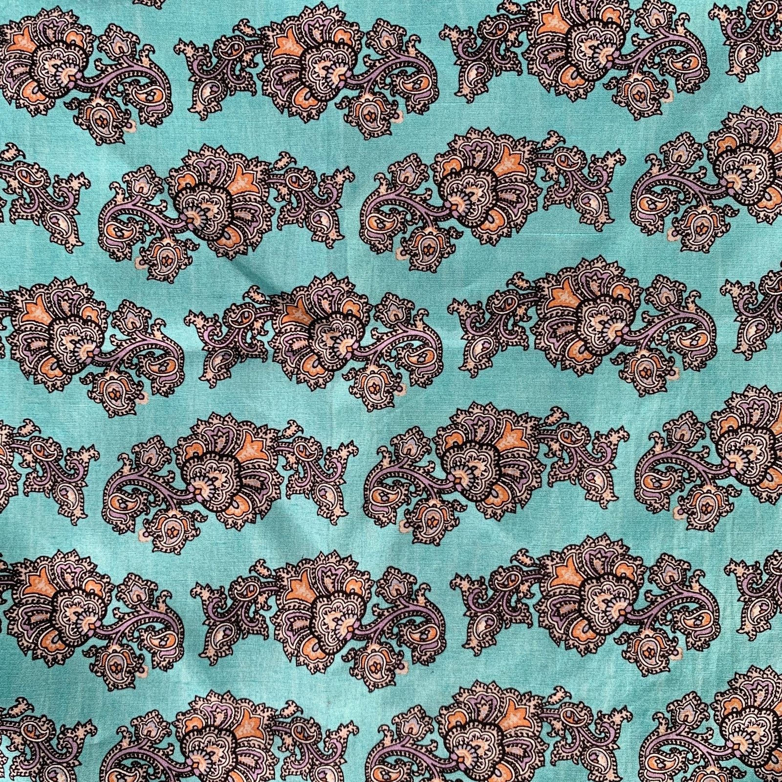 Other NO BRAND Teal Orange Paisley Silk Pocket Square Size ONE SIZE - 2 Thumbnail