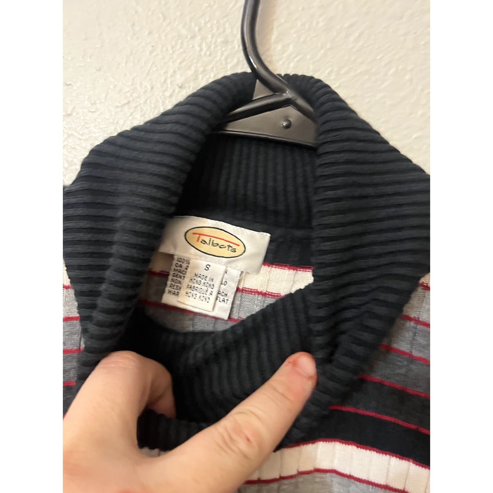 Talbots Talbots Small Long Sleeve Turtleneck Sweater Cotton Multicolor Striped Size S / US 4 / IT 40 - 2 Thumbnail