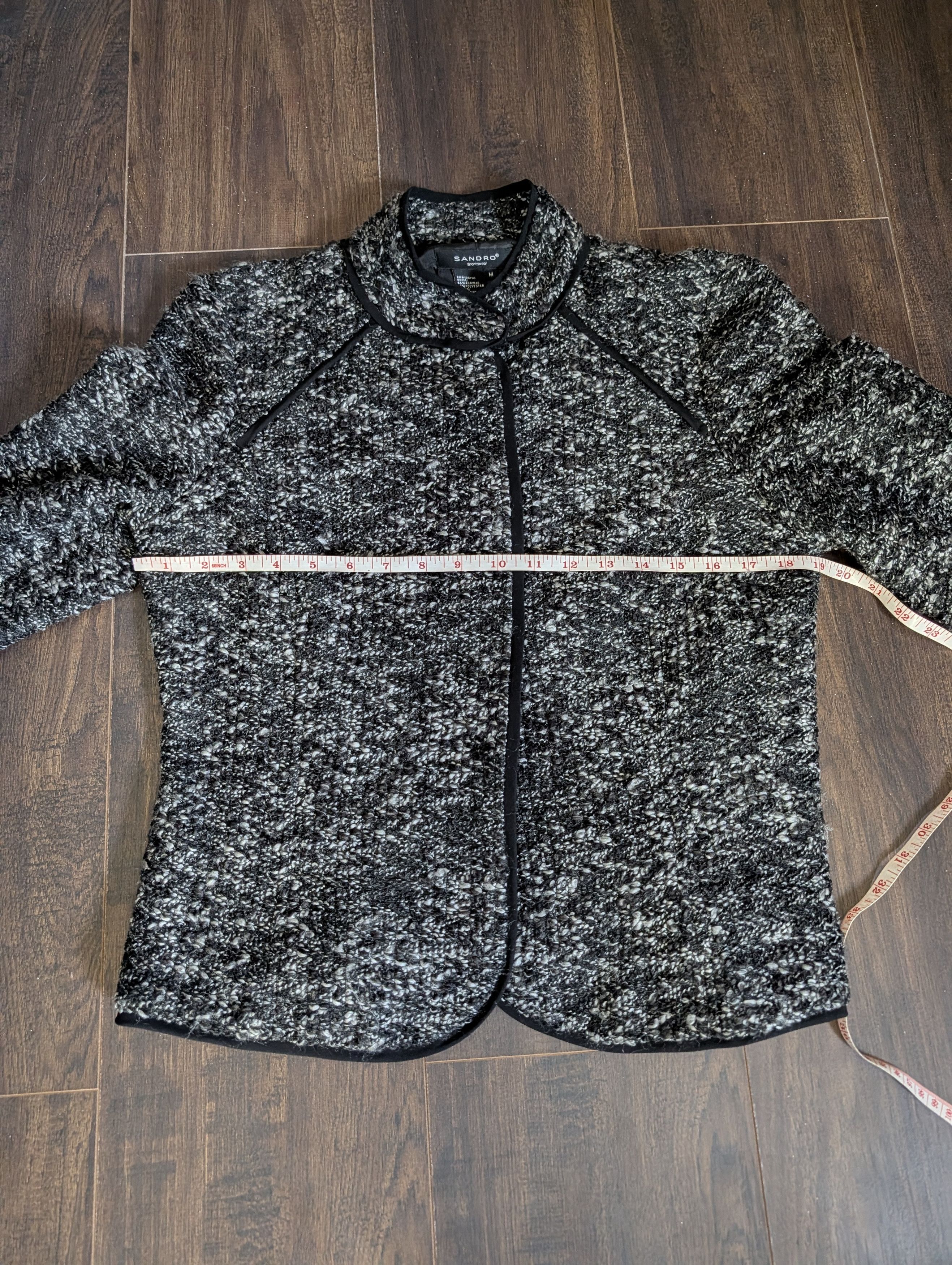 Sandro Gray knit tweed sporty raglan button-up jacket M Size M / US 6-8 / IT 42-44 - 15 Thumbnail