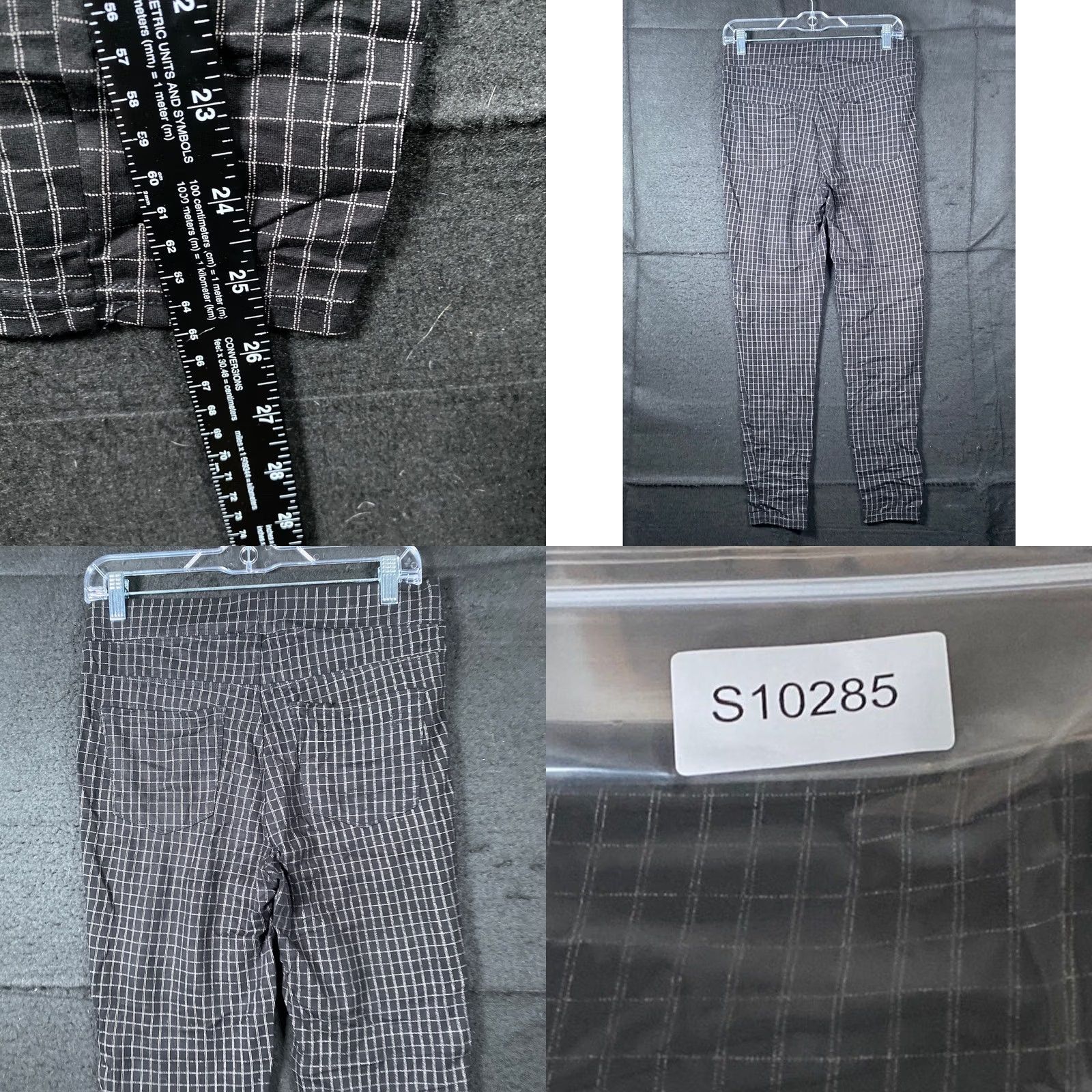 Vintage Seven7 Womens Pants Black Windowpane Plaid Pull On Jeggings Crop Stretch M Pants Size 30" / US 8 / IT 44 - 8 Thumbnail