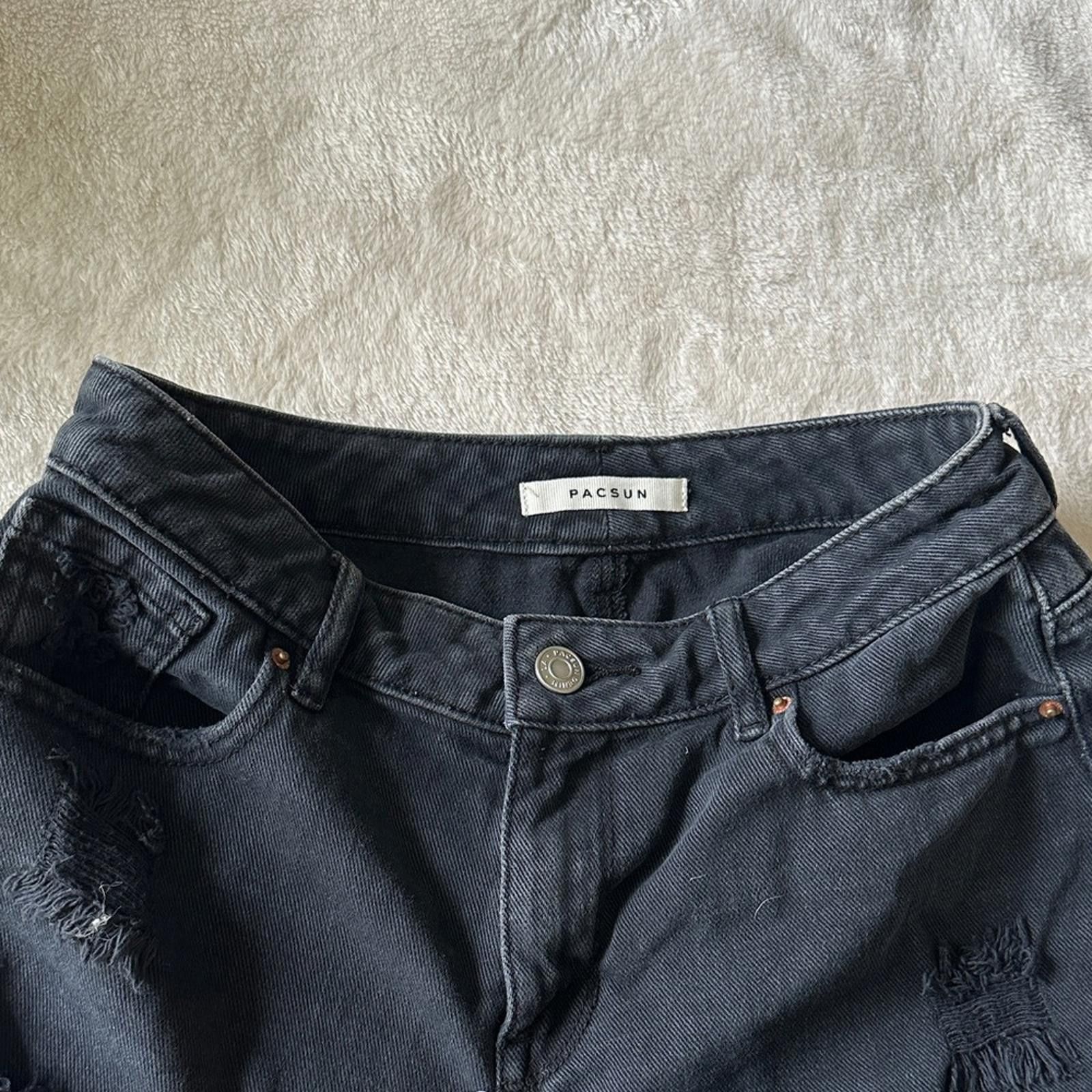 Pacsun PACSUN Black Distressed Denim Shorts Size 25 Size 32" / US 10 / IT 46 - 3 Thumbnail
