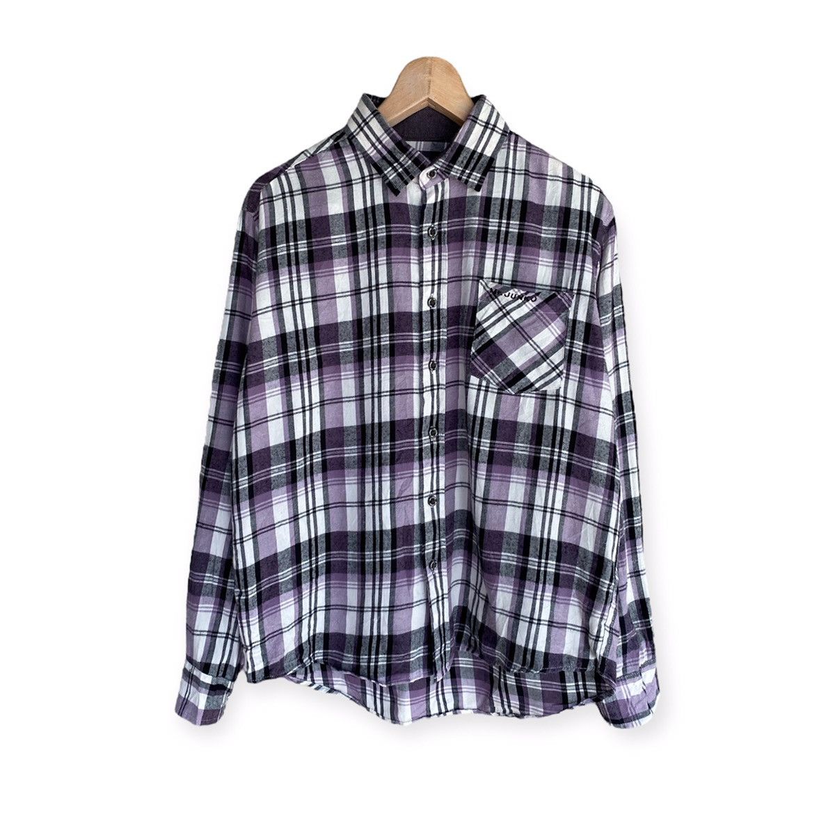 Japanese Brand Mr. Junko Rare Design Plaid Tartan Flannel Shirt Button Up Size US M / EU 48-50 / 2 - 1 Thumbnail