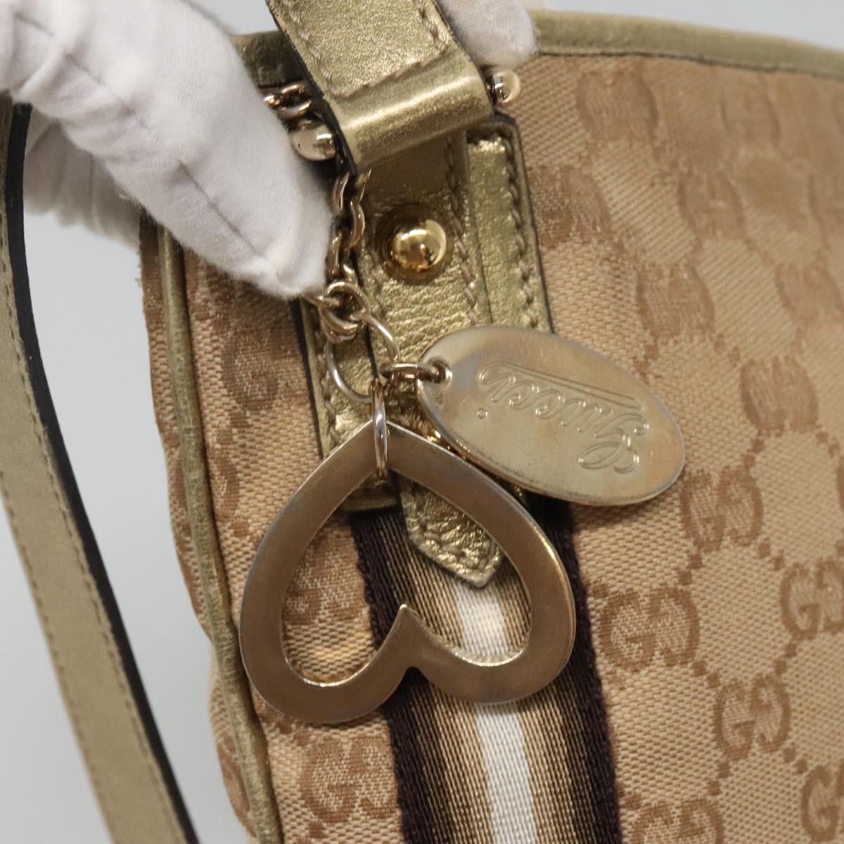 Gucci GUCCI GG Canvas Sherry Line Shoulder Bag Beige Black Size ONE SIZE - 15 Thumbnail
