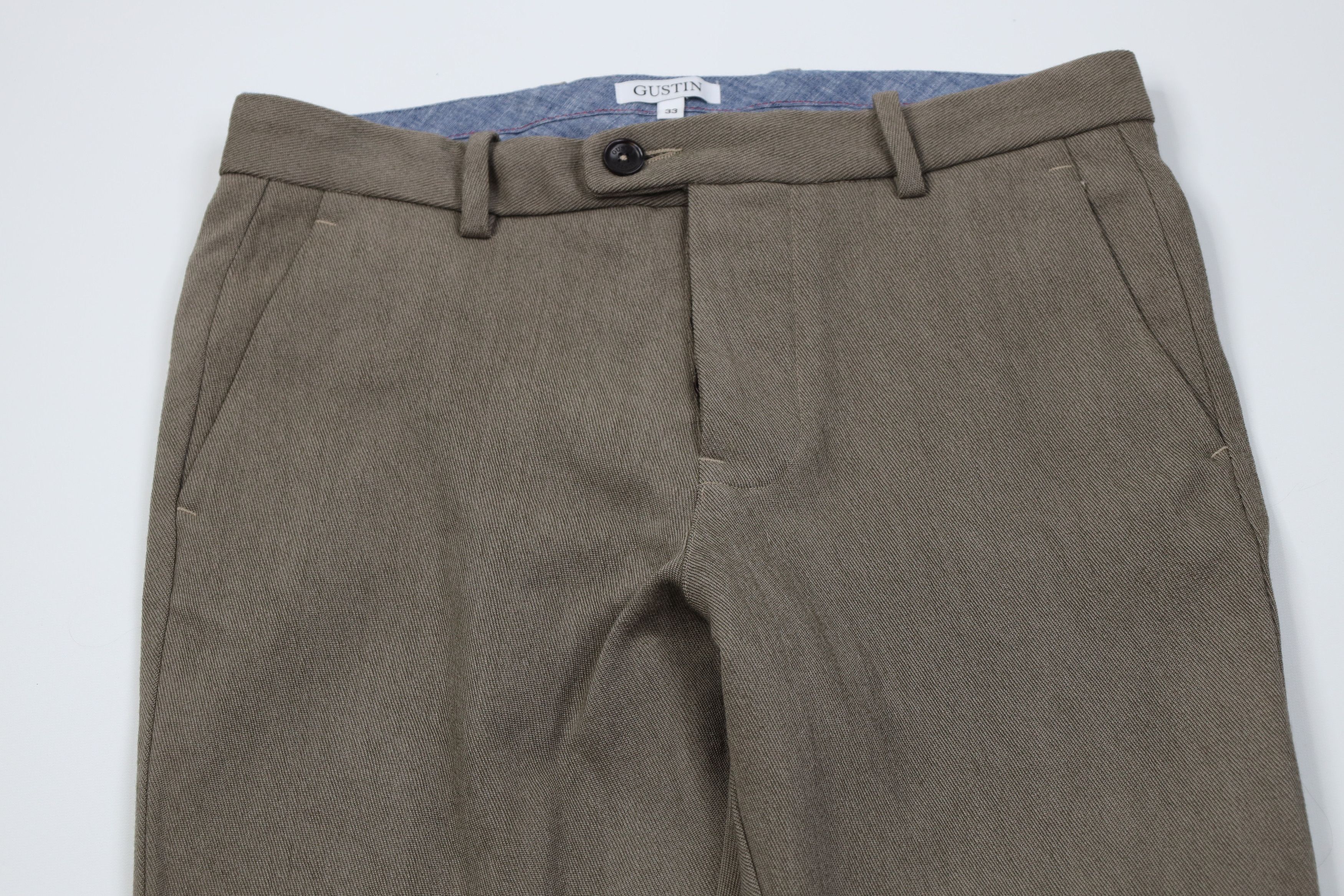 Gustin Gustin Whipcord Button Fly Straight Leg Chino Pants Beige Size US 33 - 2 Thumbnail