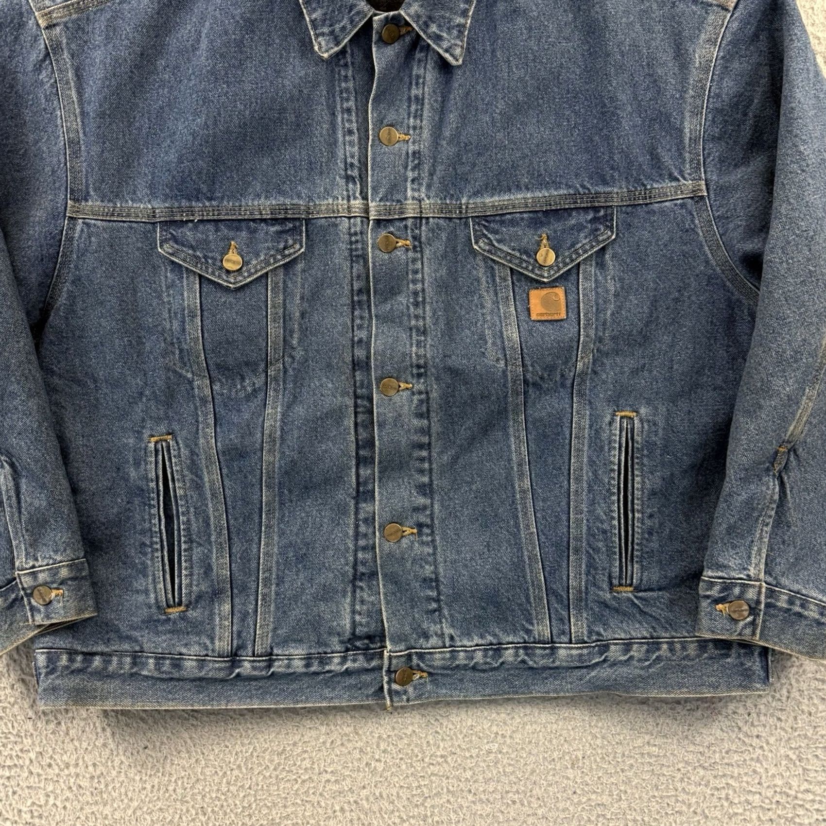 Carhartt VINTAGE Carhartt Denim Trucker Jacket Men’s 2XL Blue JB0998 Blanket Lined 90s Size US XXL / EU 58 / 5 - 2 Thumbnail