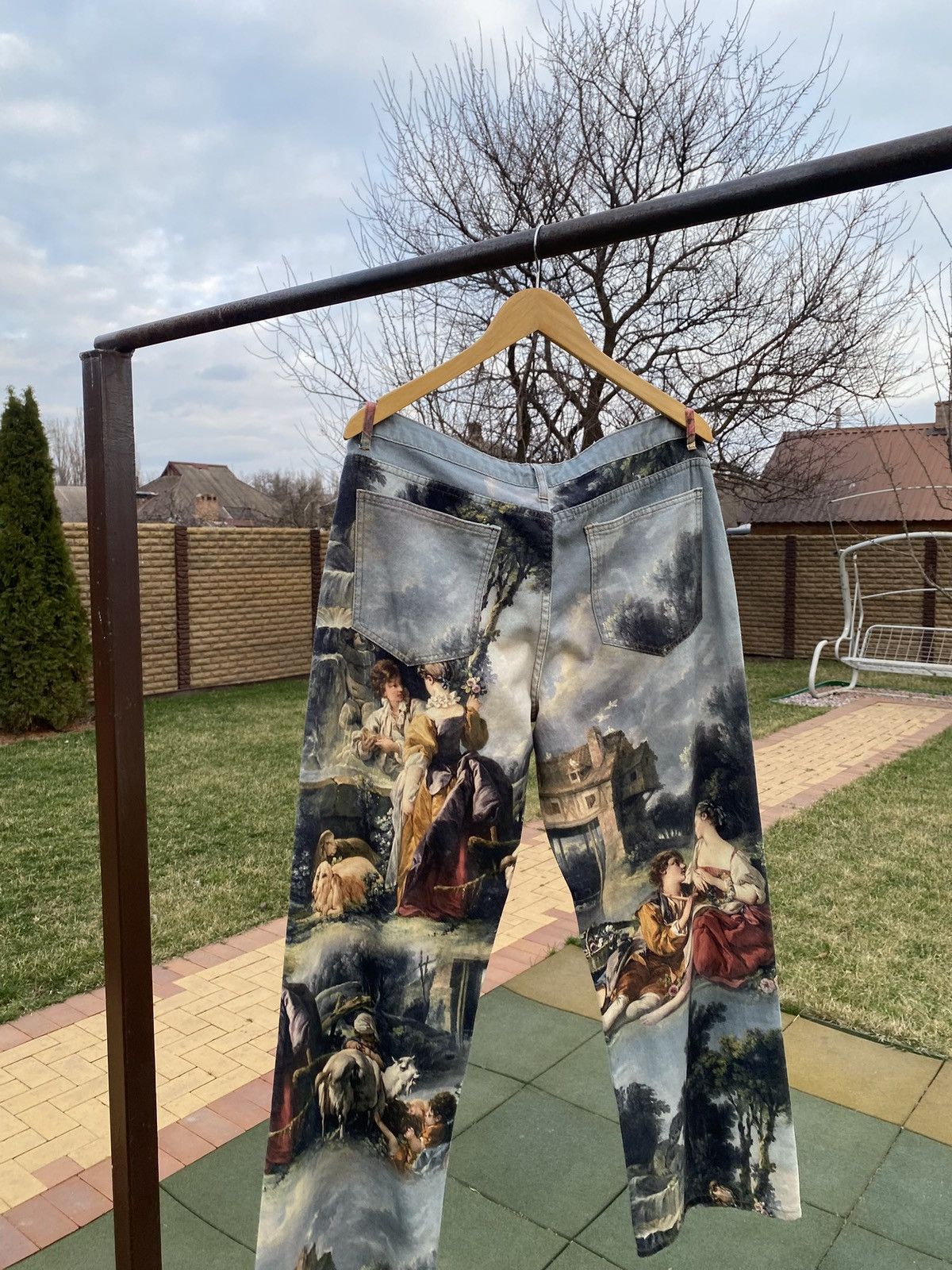 Vintage Baroque Painting Art Jeans Full Graphic Vintage-Style Denim Size US 36 / EU 52 - 9 Thumbnail