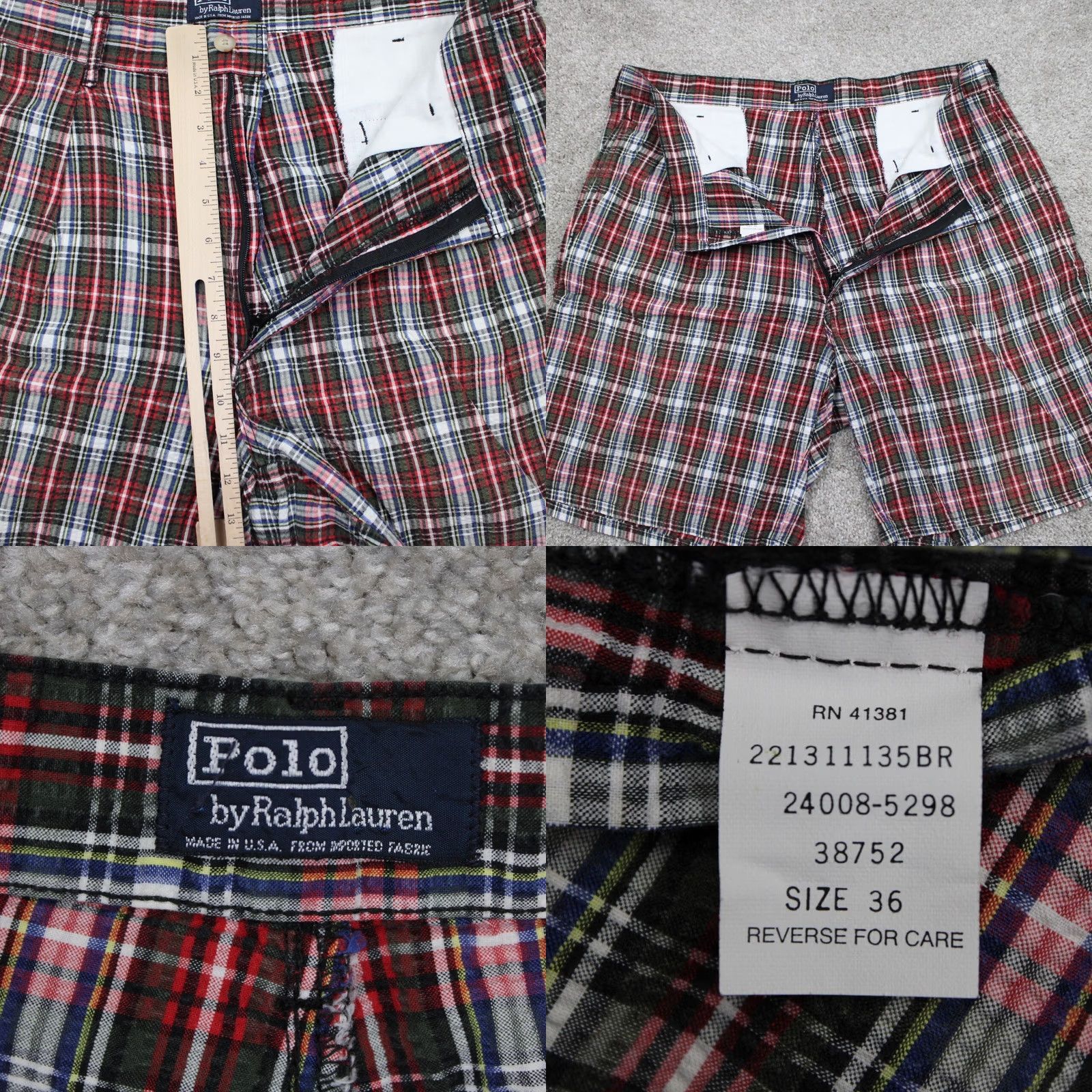 Polo Ralph Lauren Polo Ralph Lauren Shorts Mens 36 Red/Green/White Plaid Cotton Chino 9" Inseam Size US M / EU 48-50 / 2 - 8 Thumbnail