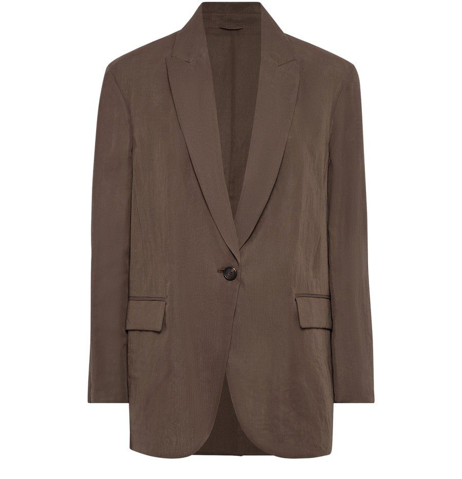Brunello Cucinelli o1w1db10825 Woven Jacket Wool in Dark Brown Size L / US 10 / IT 46 - 1 Thumbnail