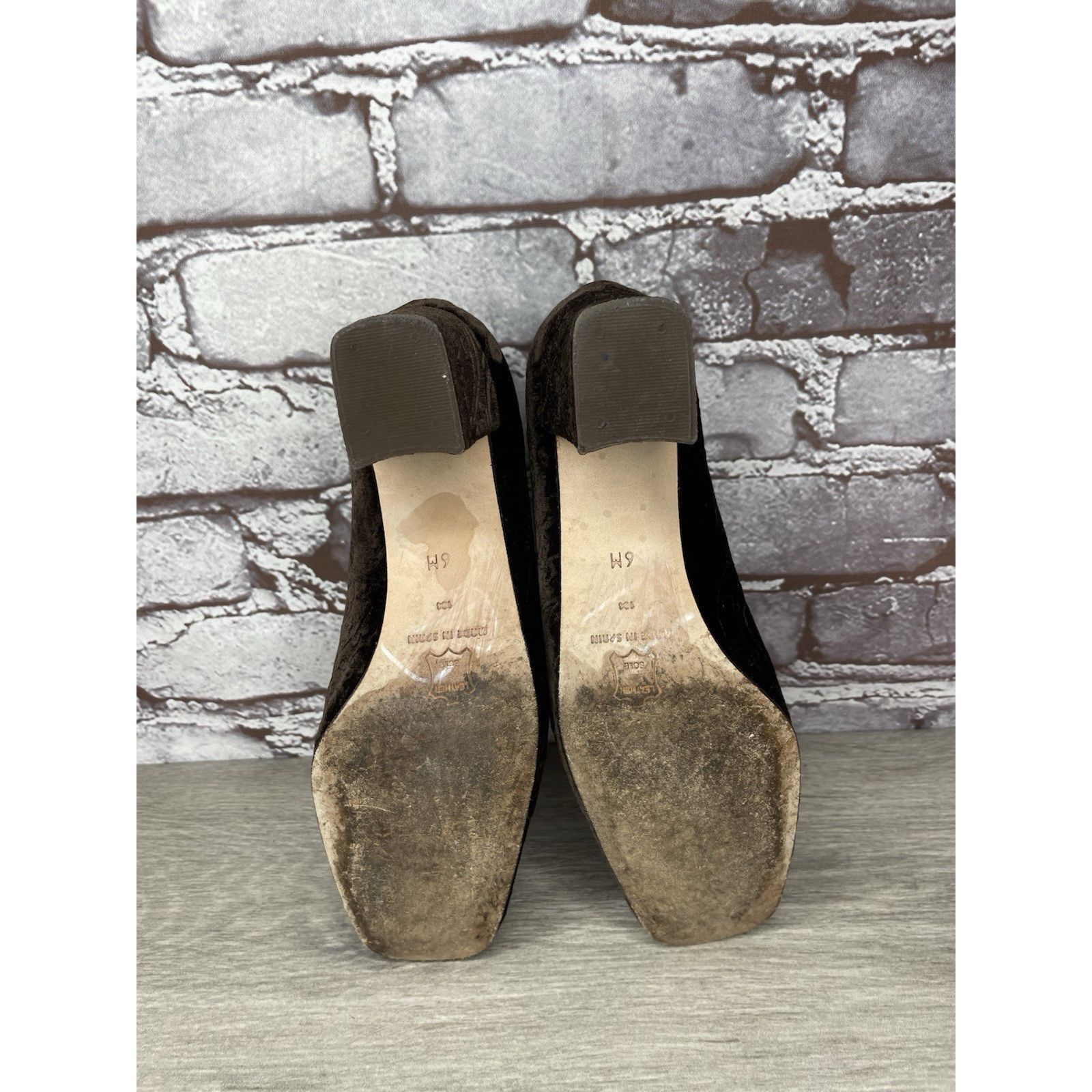 Enzo Bonafe ENZO ANGIOLINI Brown Textured Floral Velvet Block Heels Pump Size US 6 / IT 36 - 19 Thumbnail