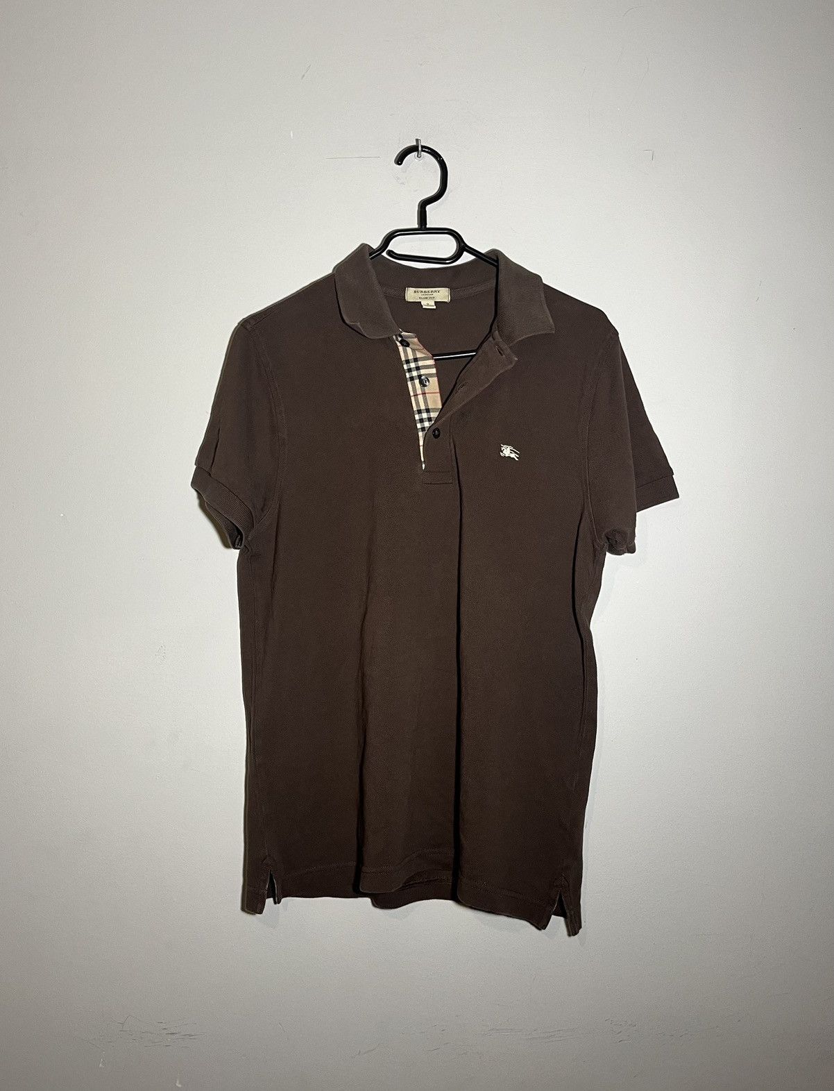 image of Burberry London Slim Fit Polo Shirt in Brown, Men's (Size Small)