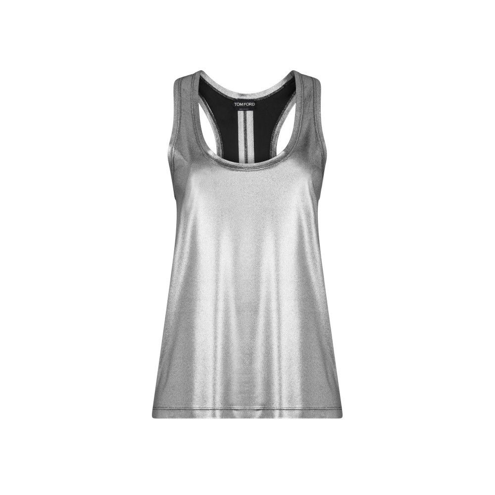 Tom Ford o1loc1c0924 TSJ260 Metallic Tank Top in Silver Size S / US 4 / IT 40 - 1 Thumbnail