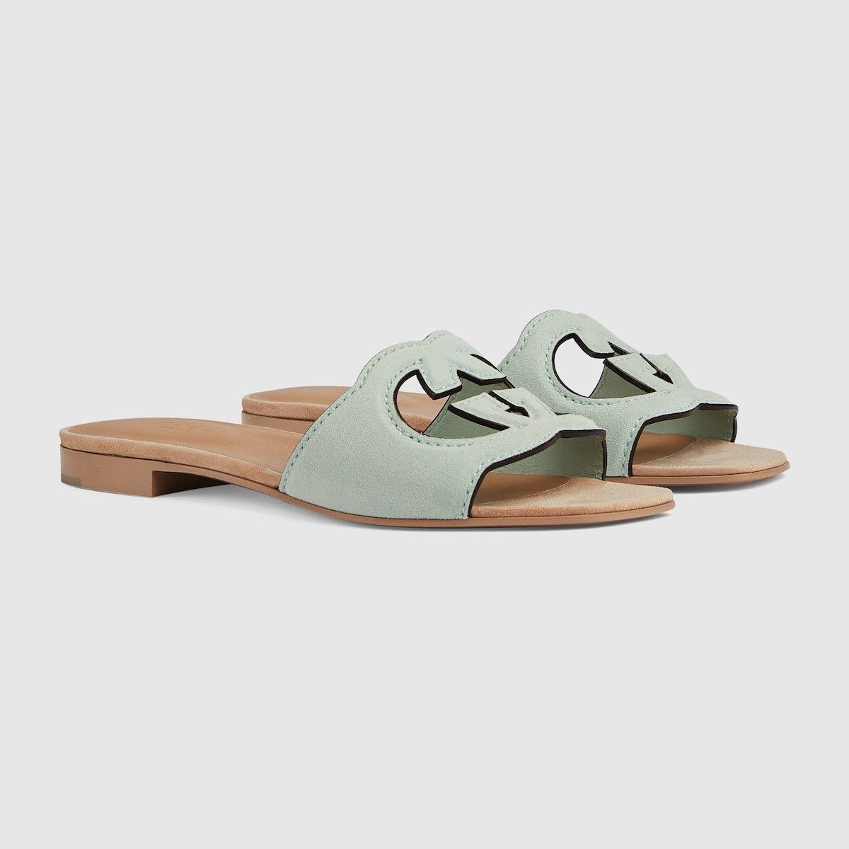 Gucci oc11z1025 Interlocking G Cut-Out Sandals in Pale Green Size US 10 / IT 40 - 1 Thumbnail