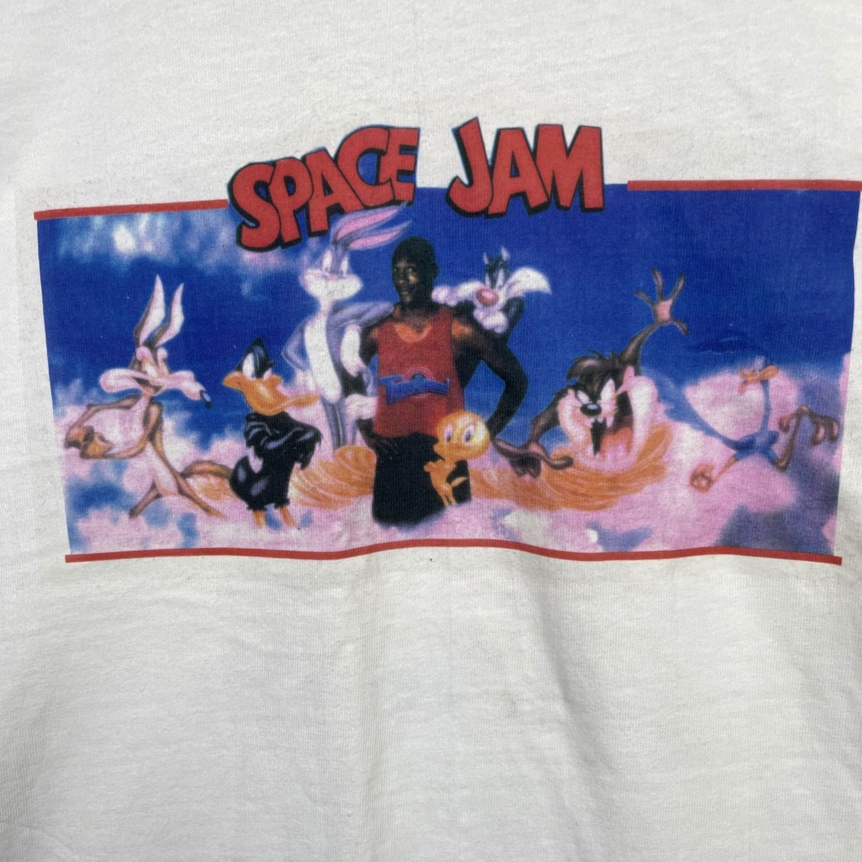 Hanes VINTAGE Space Jam Shirt Men XL Crew Neck White Cotton 90s Logo Graphic Print Hanes T-Shirt Size US XL / EU 56 / 4 - 4 Thumbnail