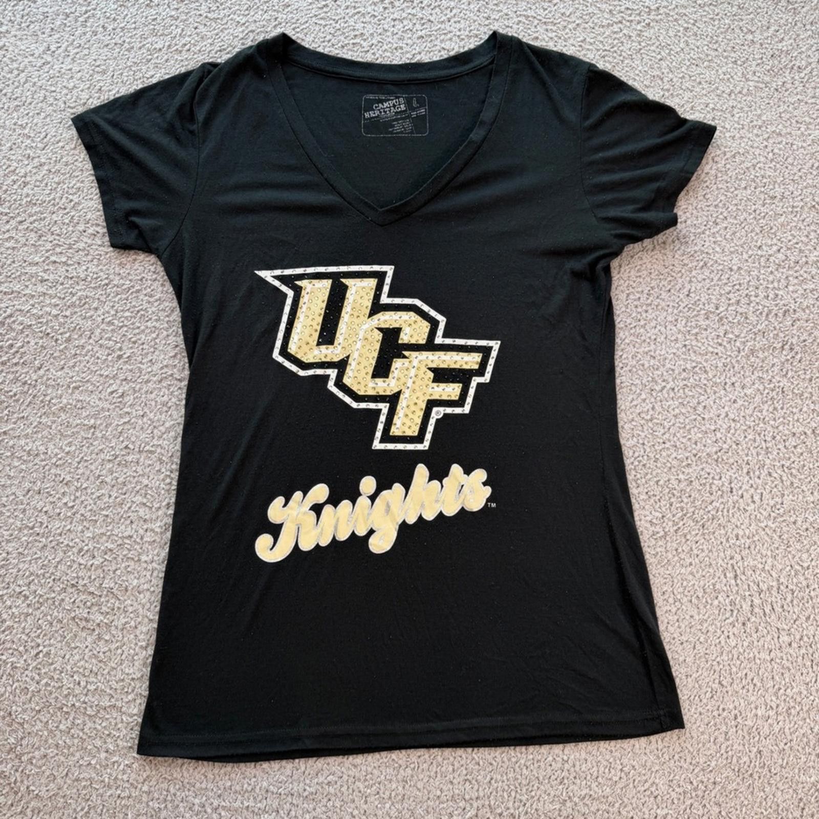 Other UCF Knights Womens Black V-Neck Rhinestone Graphic Tee Large Size L / US 10 / IT 46 - 1 Thumbnail
