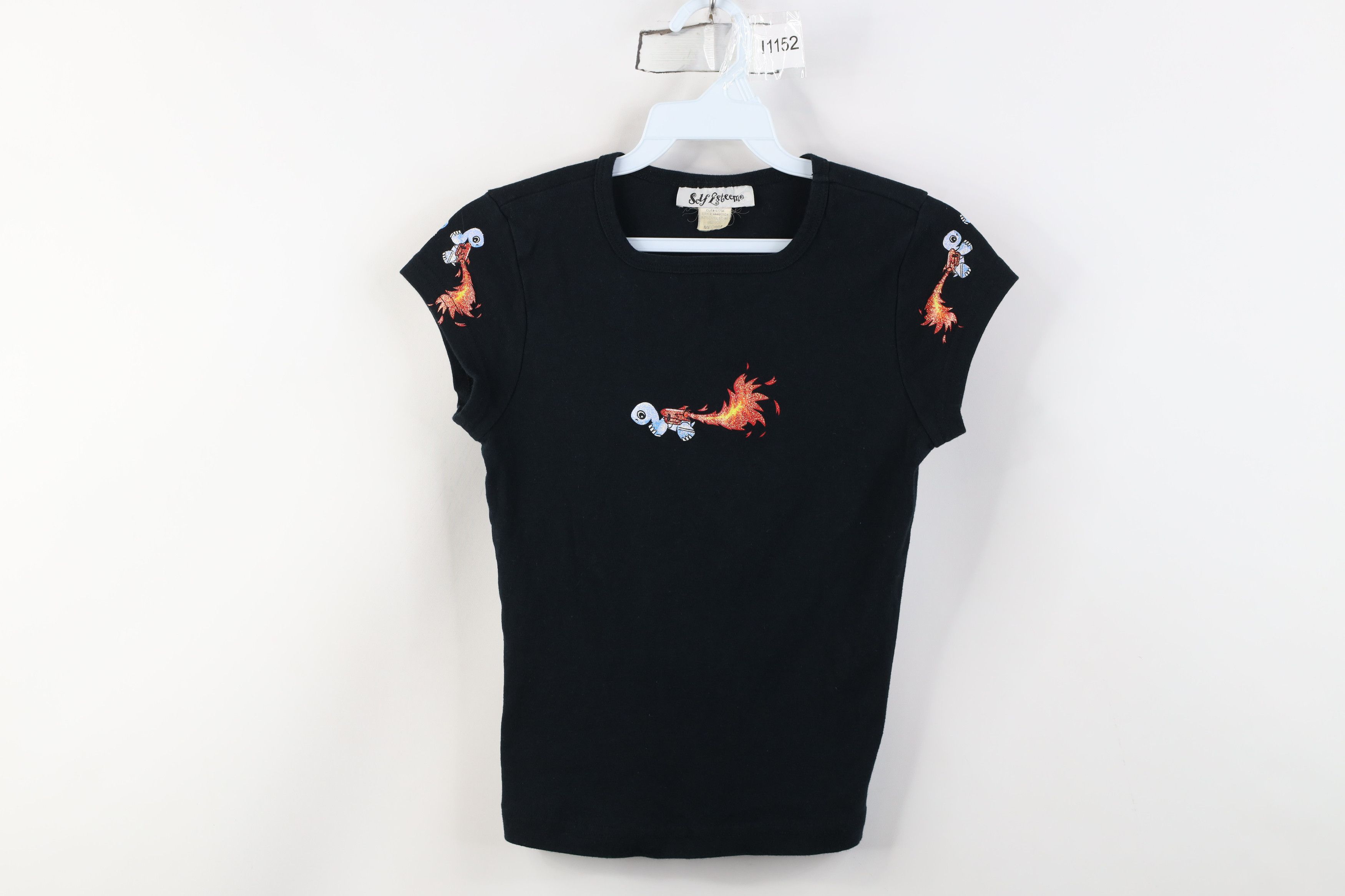 Vintage Vintage 90s Y2K Babydoll Fire Flames Ribbed Knit T-Shirt Size M / US 6-8 / IT 42-44 - 1 Thumbnail