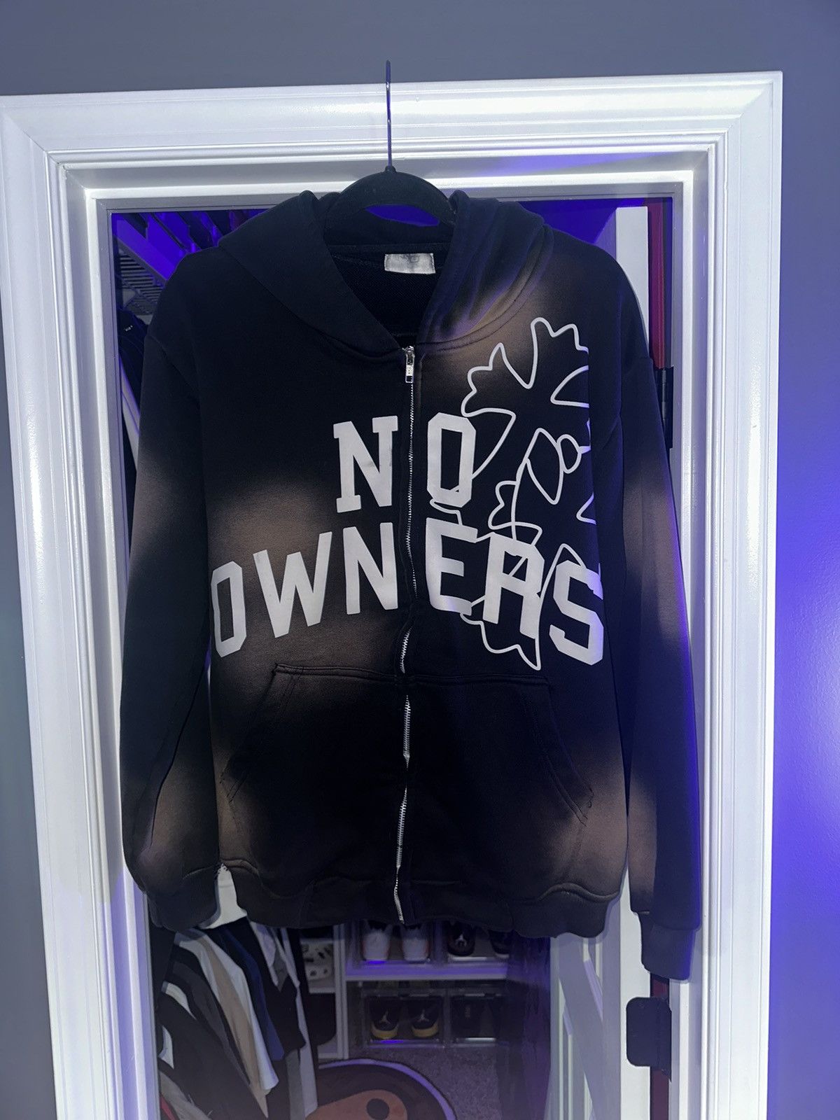 Vintage No Owners Bleached Black Zip Up Hoodie | Grailed