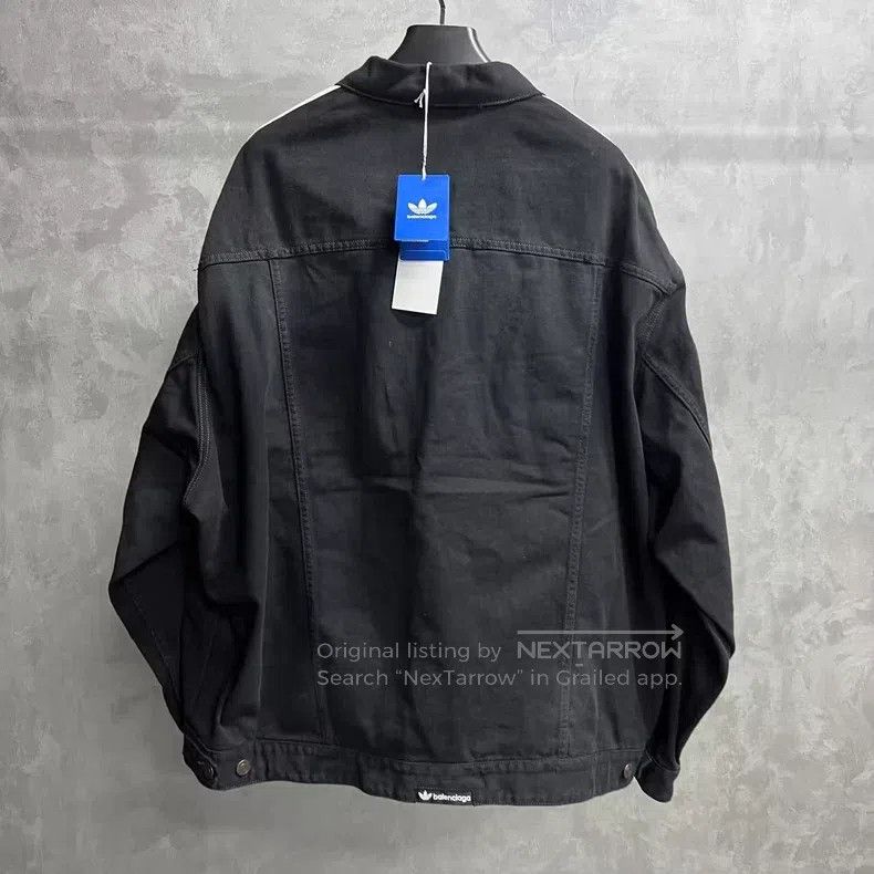 Balenciaga Balenciaga Black Printed Striped Long-sleeve Denim Jacket Size US XL / EU 56 / 4 - 5 Thumbnail