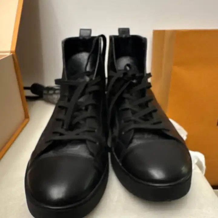 Louis Vuitton Louis Vuitton Black Monogram High-Top Sneakers -2508 Size US 7.5 / EU 40-41 - 2 Thumbnail