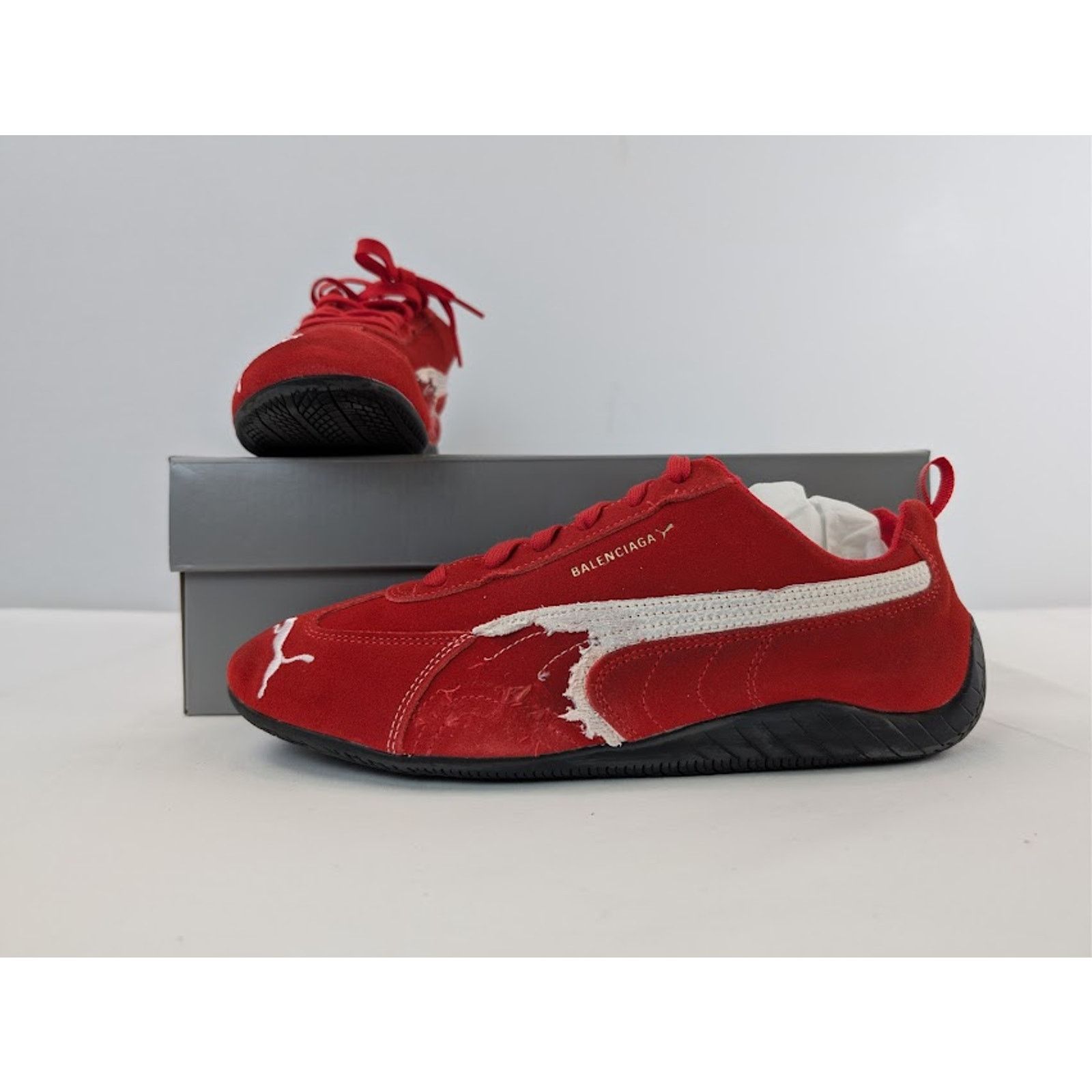 Balenciaga × Puma o1rshd1 Q:2 / Speedcat Destroyed Low Top Sneaker in Red Size US 12 / EU 45 - 20 Thumbnail