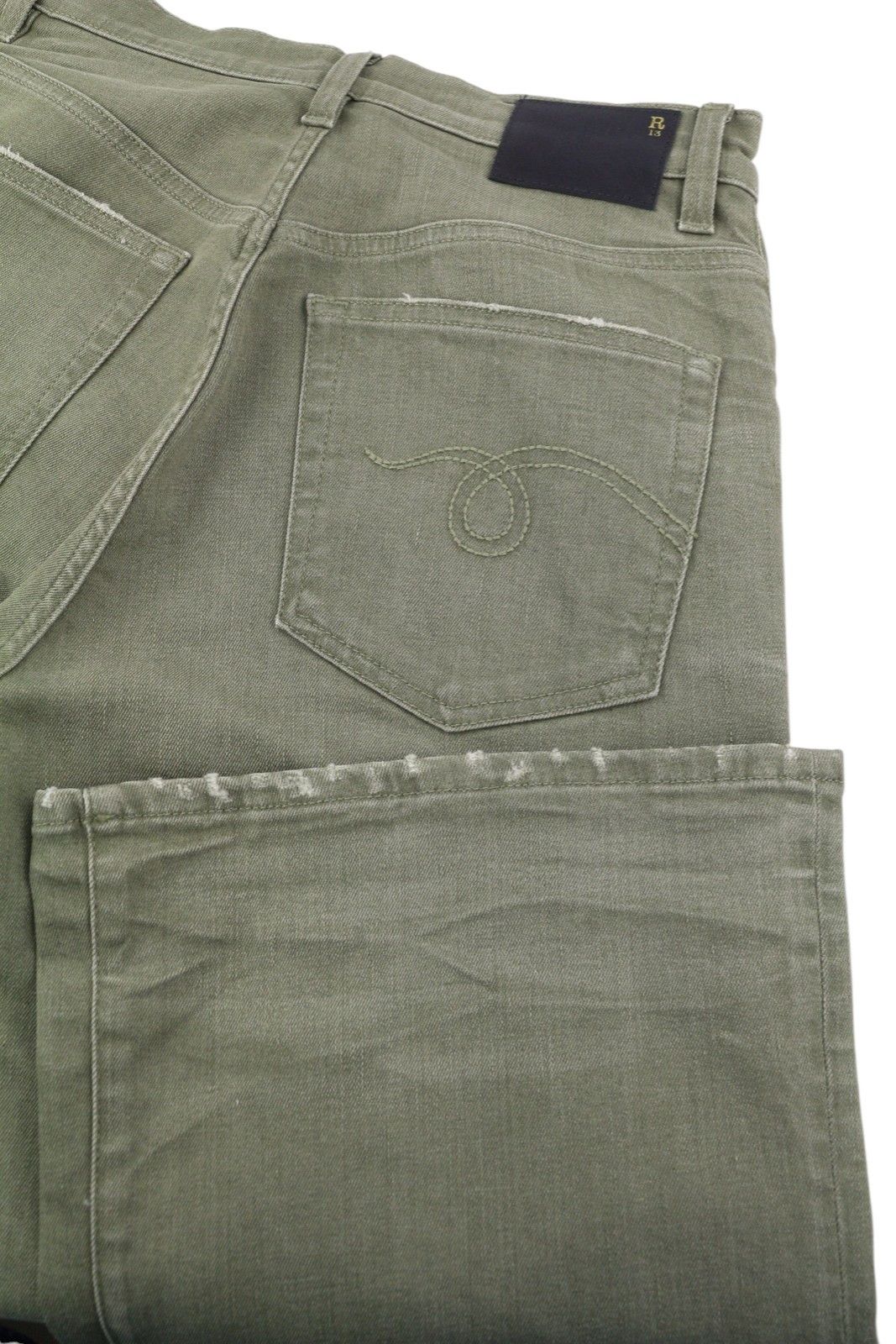 R13 JANE 27 Olive Green Stretch Faded High Rise Straight 85786 Size 27" / US 4 / IT 40 - 6 Thumbnail