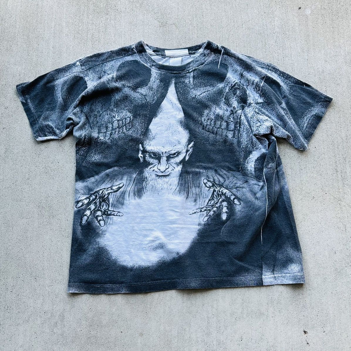 Vintage Wizard Skull T Shirt All Over Print 90s Merlin Magic