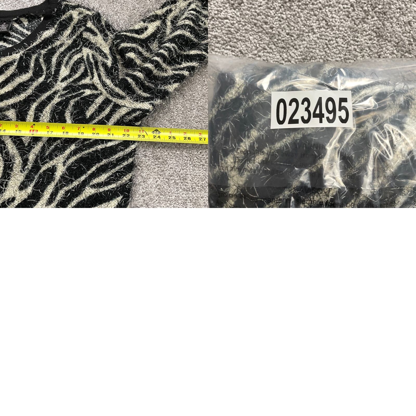 Vintage New Directions Pullover Shirt Womens XL Black White Zebra Animal Print Fuzzy Size XL / US 12-14 / IT 48-50 - 8 Thumbnail