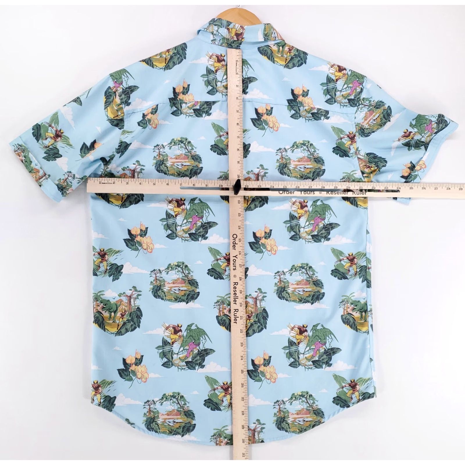 Vintage **RSVLTS Wolverine Sauron Mens Blue Hawaiian Shirt L** User: RSVLTS Wolverine Sauron Mens Blue Hawaiian Shirt L Size US L / EU 52-54 / 3 - 8 Thumbnail